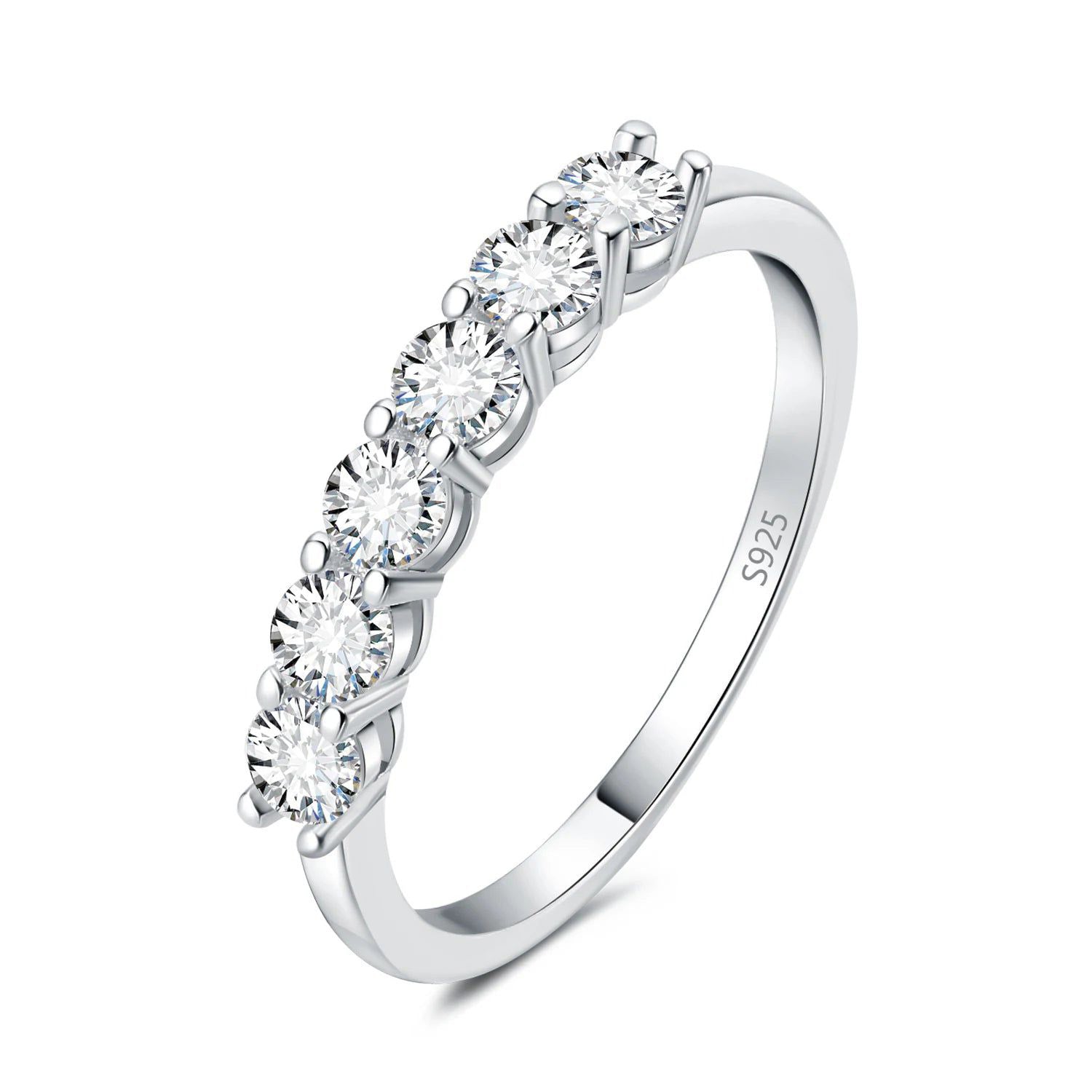 5A CZ Half Eternity Classic 925 Sterling Silver Band Ring - Timeless Elegance in Fine Jewelry