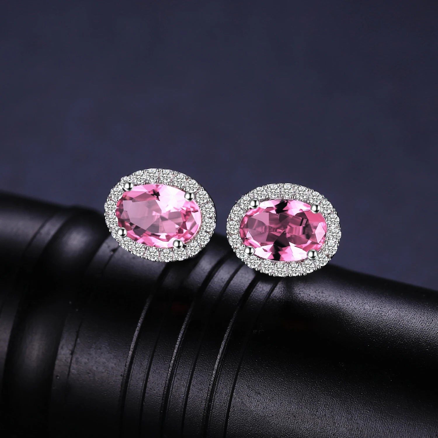 2.1ct Oval Pink Sapphire Earrings in 925 Sterling Silver - Fashionable Gemstone Jewelry