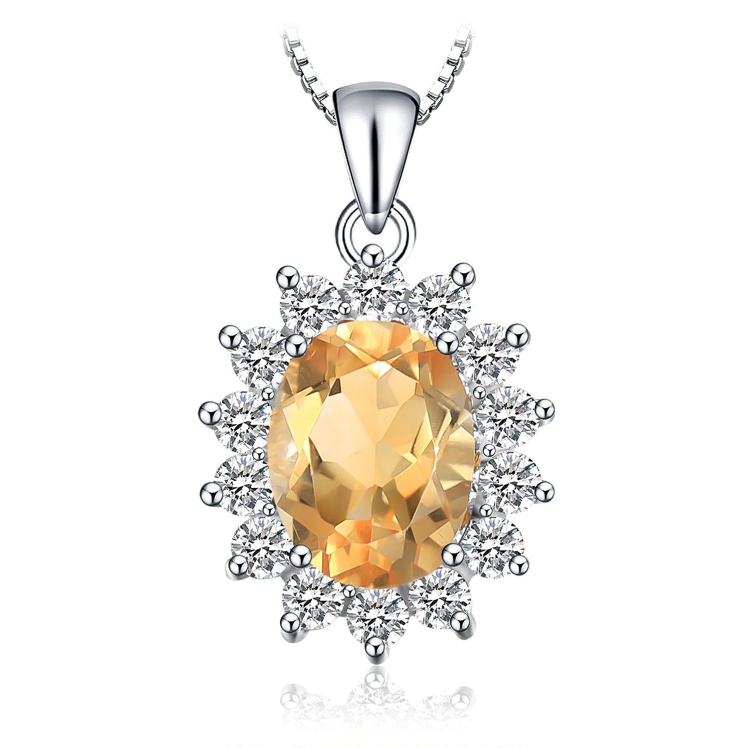 Diana 1.8ct Oval Natural Citrine Pendant in 925 Sterling Silver - Elegant Fine Jewelry (Pendant Only)