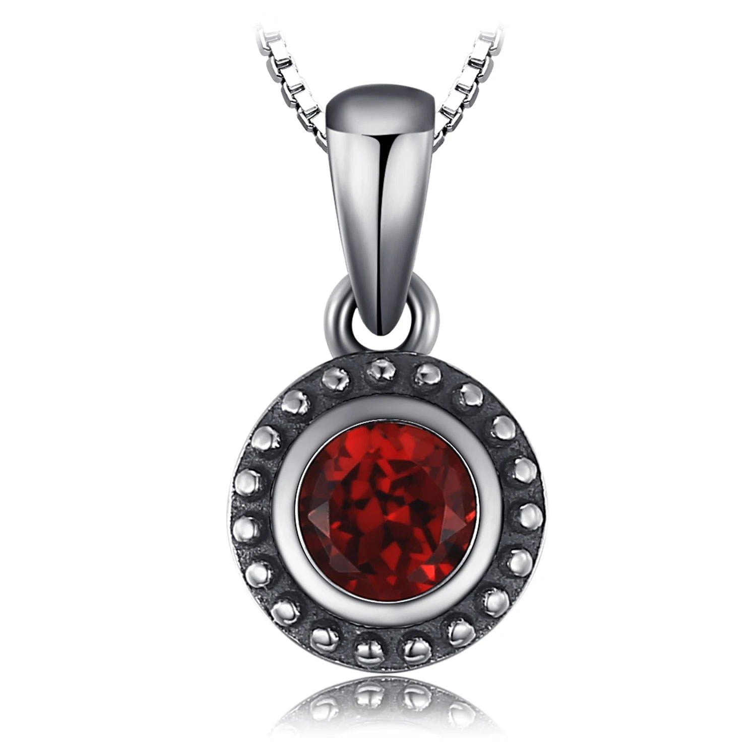 Vintage 5mm Genuine Garnet Pendant in 925 Sterling Silver - Pendant Only, No Chain Included