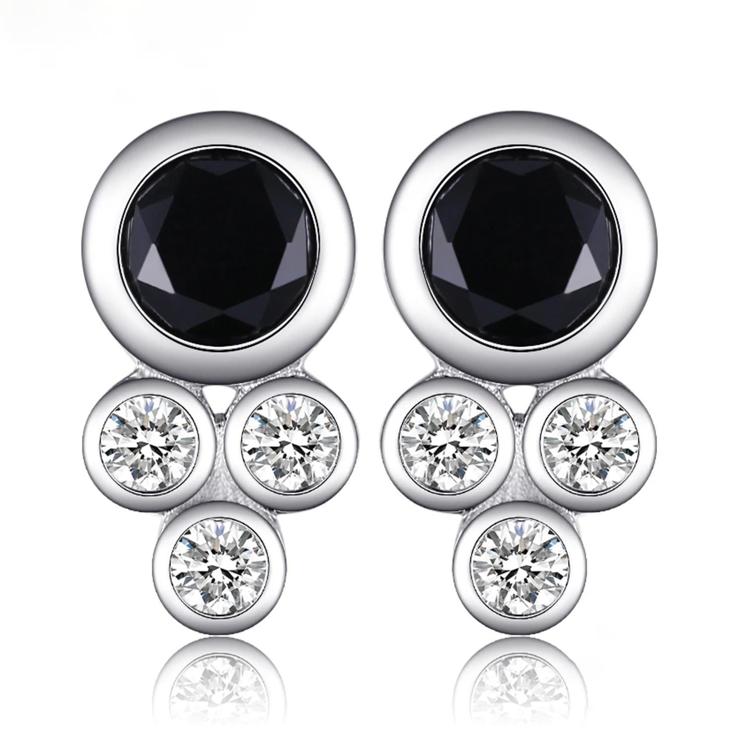 Fashionable 1.2ct Black Spinel Stud Earrings in 925 Sterling Silver - Fine Jewelry Accessory