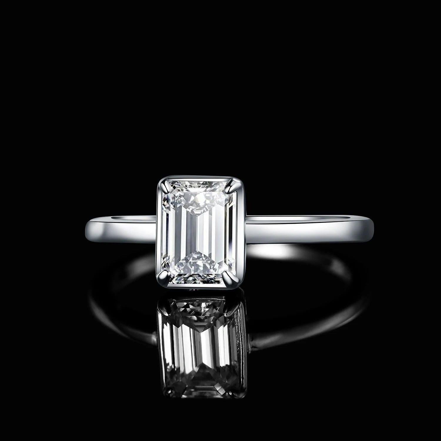 Emerald Cut CZ Solitaire Ring in 925 Sterling Silver - Elegant Fine Jewelry