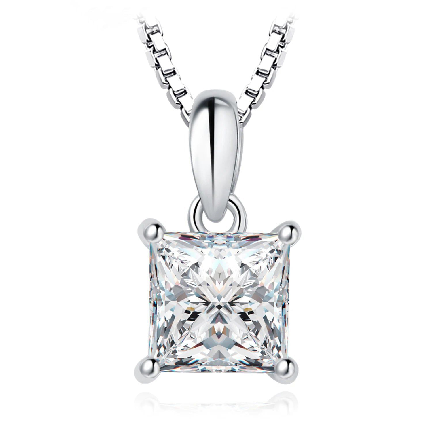 Sophisticated 1ct Princess Cut Moissanite Pendant in 925 Sterling Silver - Pendant Only, No Chain