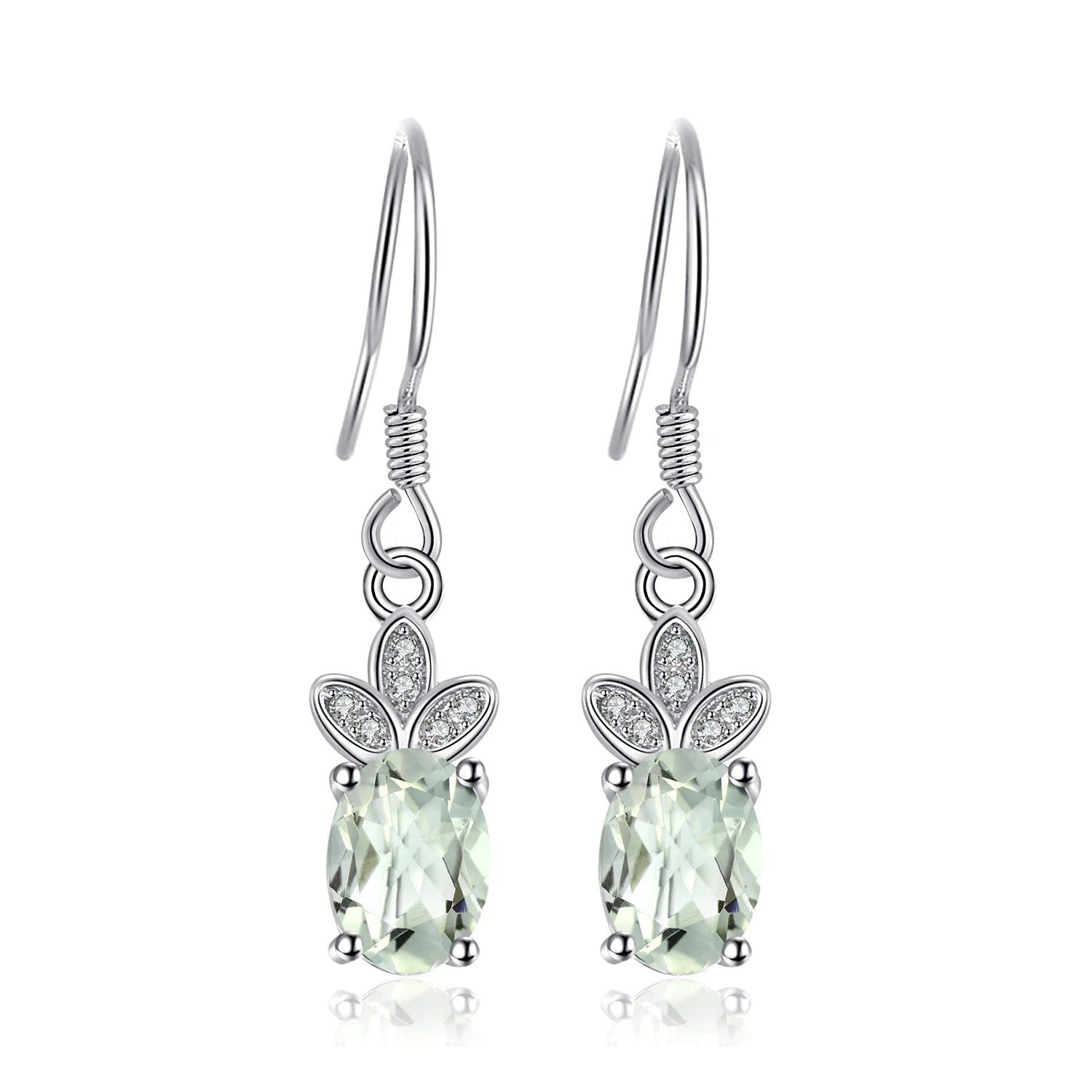 Elegant 1.9ct Green Amethyst Drop Earrings in 925 Sterling Silver