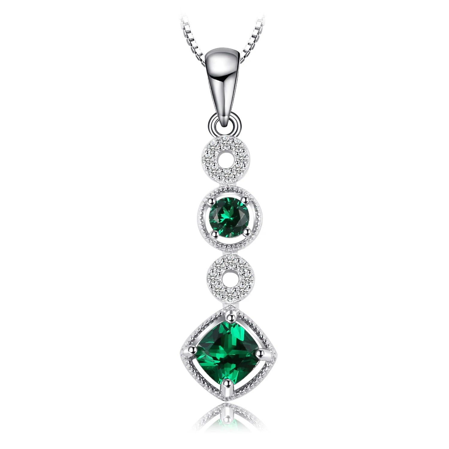 Classic Created Emerald Pendant in 925 Sterling Silver - Pendant Only, No Chain Included