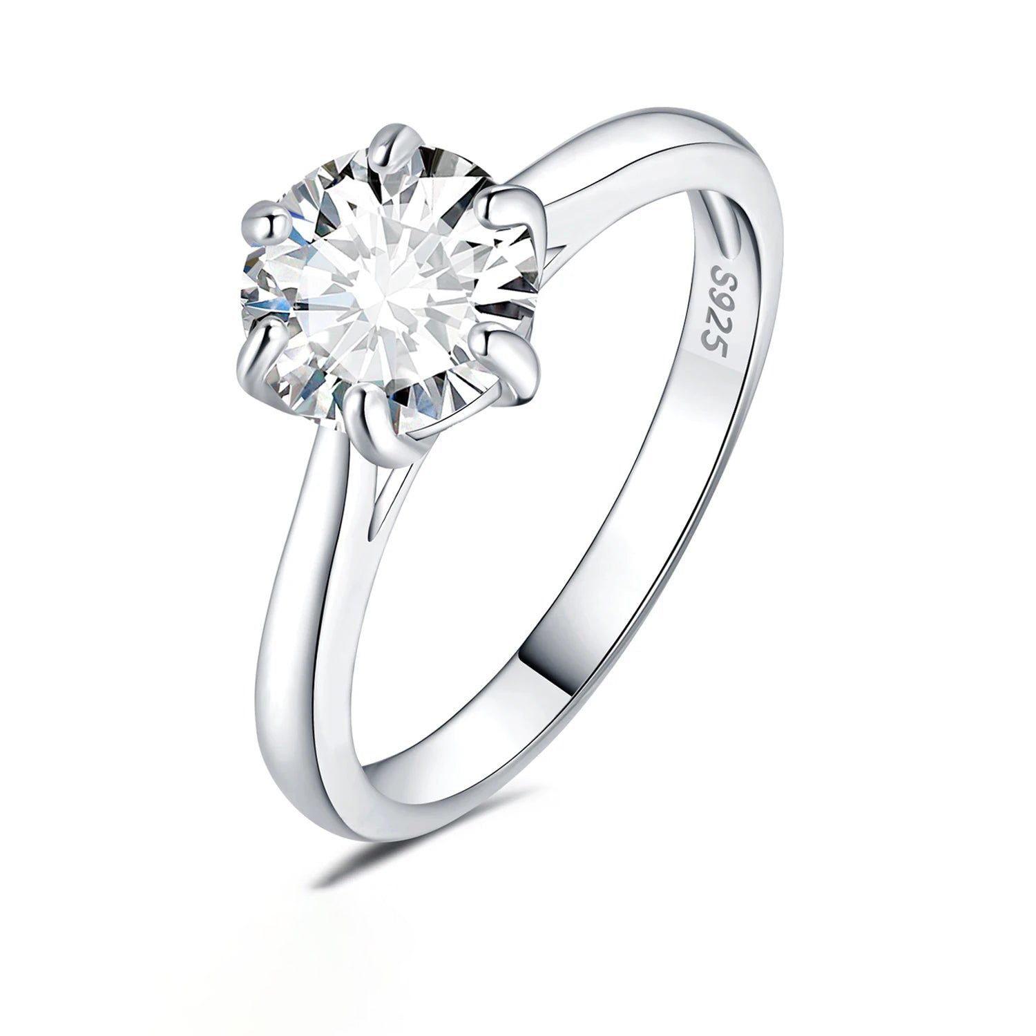 Moissanite D Color Round Cut Solitaire Ring in S925 Sterling Silver - Multiple Carat Options Available