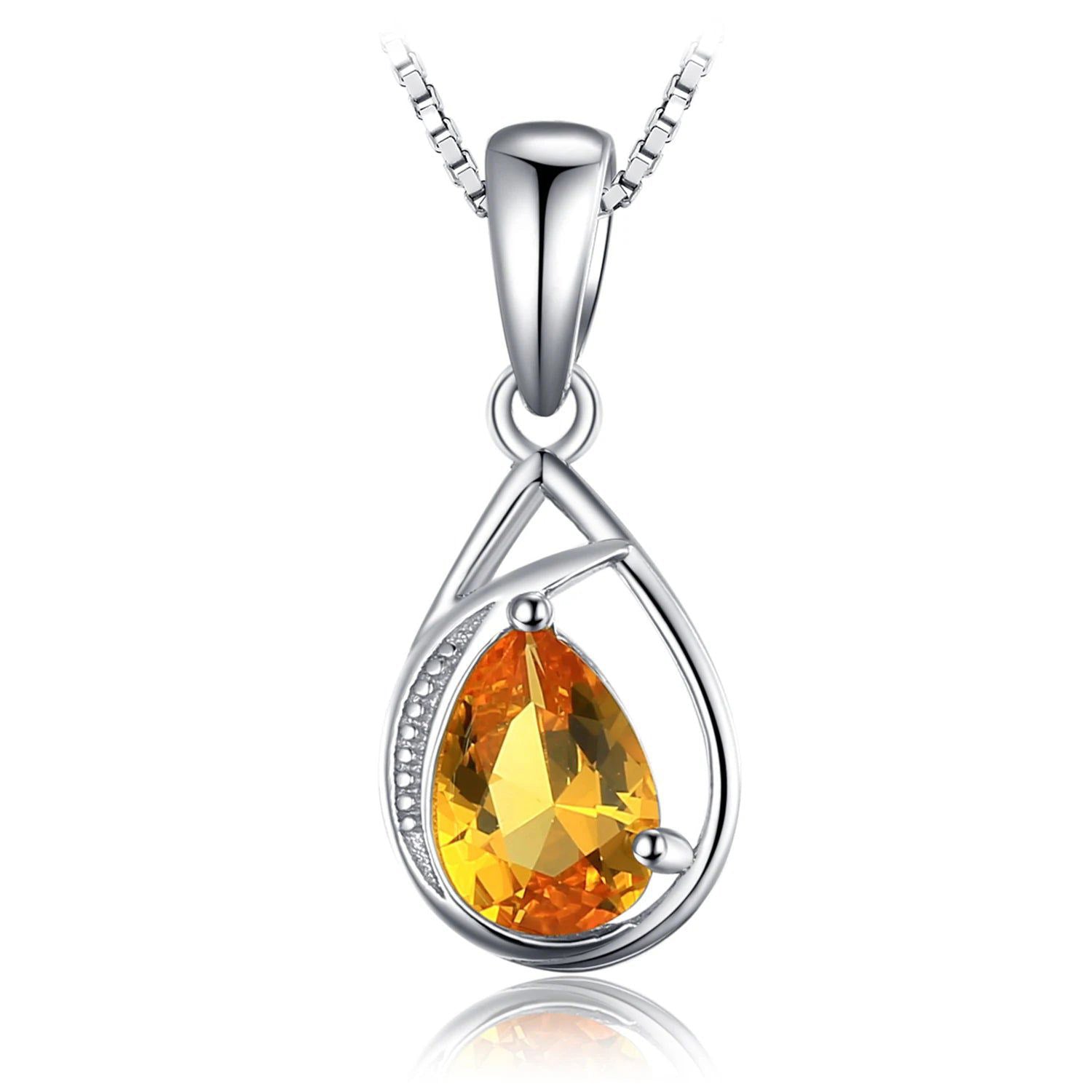 Elegant Pear-Cut Orange Sapphire Pendant in 925 Sterling Silver - Fine Jewelry (Pendant Only)