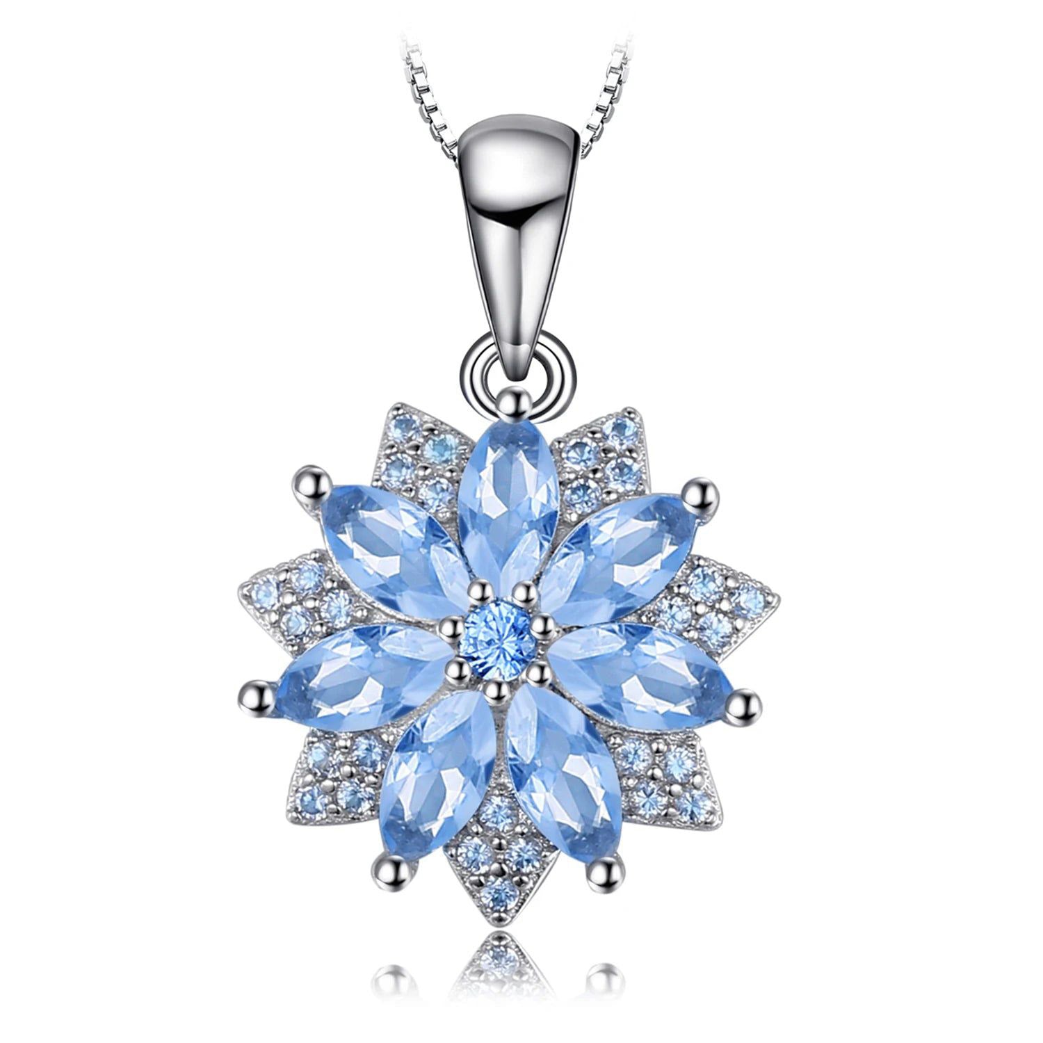 Floral Elegance 1.2ct Created Blue Spinel 925 Sterling Silver Pendant - No Chain Included