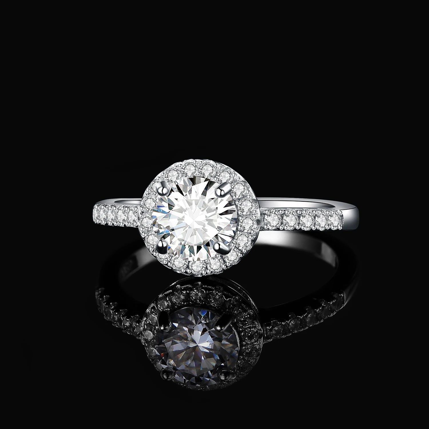 Exquisite 5A CZ Halo Sterling Silver Classic Ring