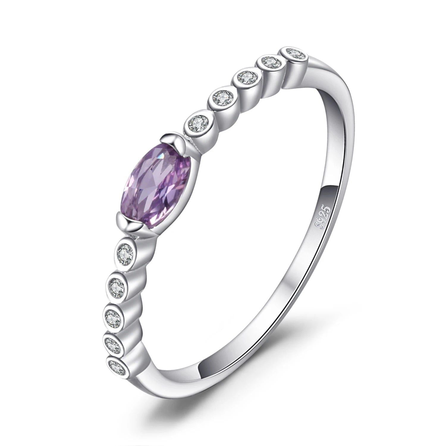 Exquisite Created Alexandrite Sapphire Sterling Silver Band Ring