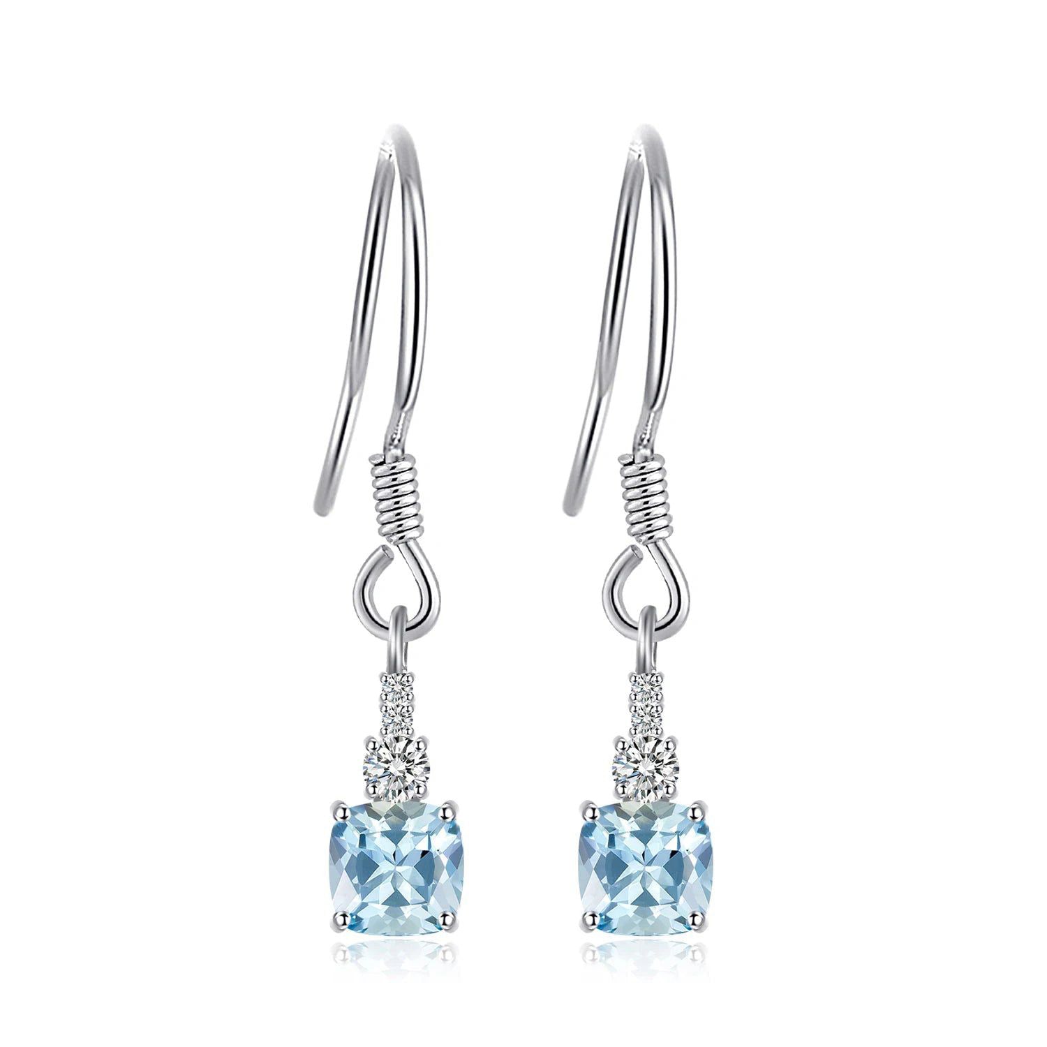 Elegant 1.4ct Sky Blue Topaz Drop Earrings in 925 Sterling Silver