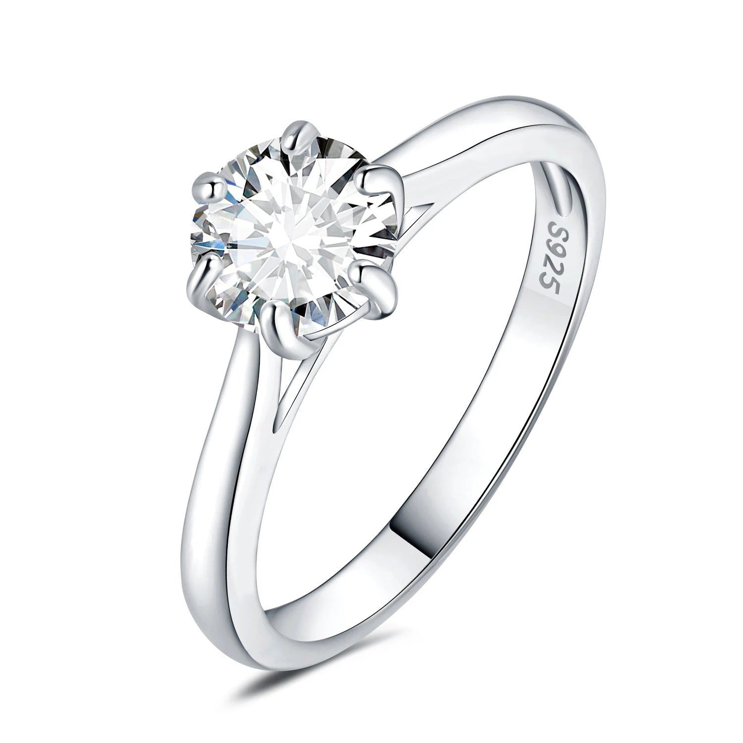 Elegant 5A CZ Solitaire 925 Sterling Silver Ring in Classic Design