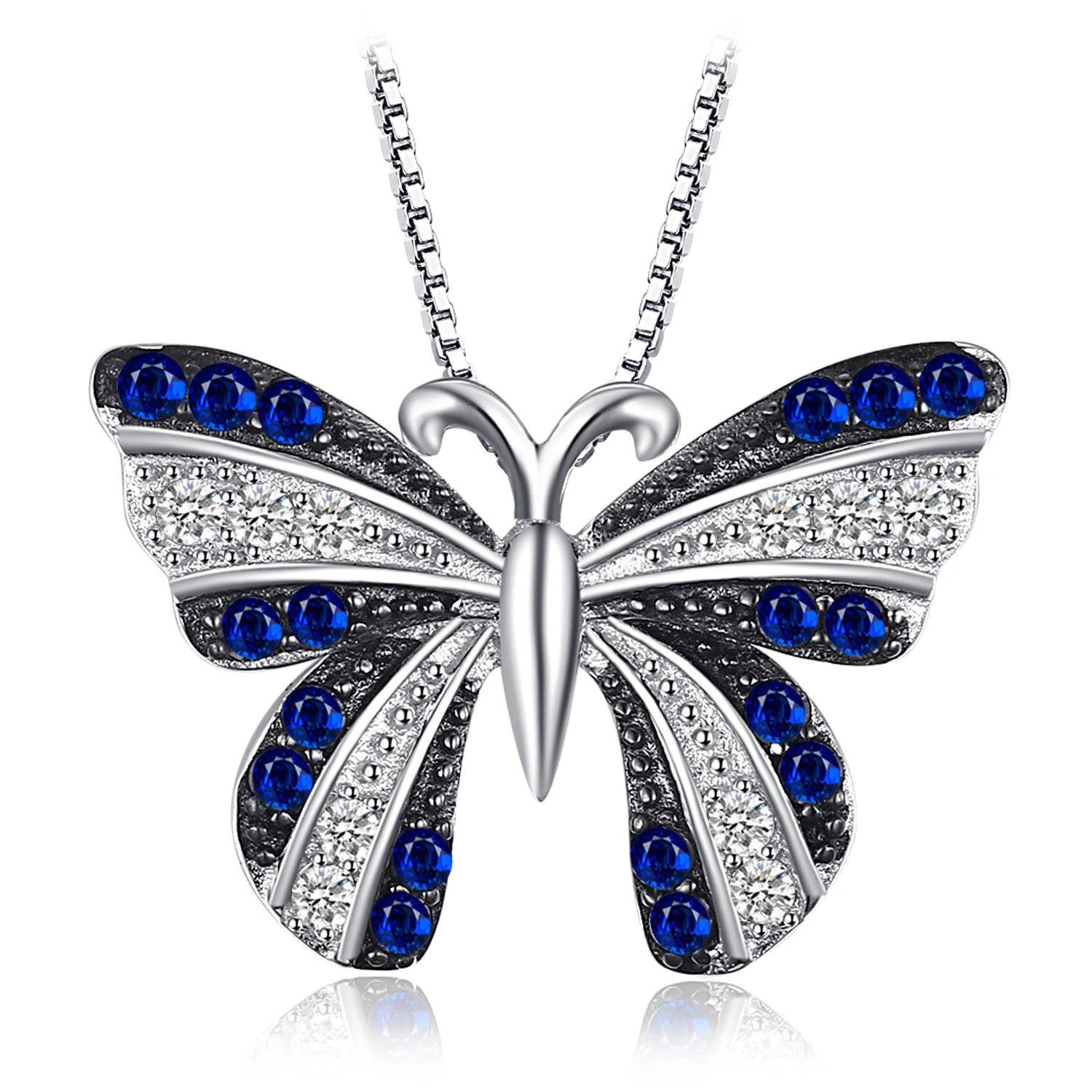 Sophisticated Blue Spinel Butterfly Pendant in 925 Sterling Silver - Fine Jewelry (Pendant Only)