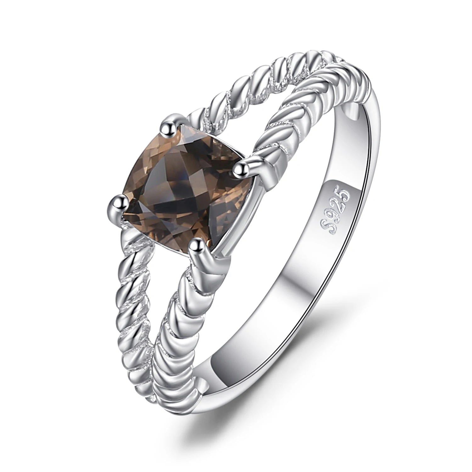 Elegant Smoky Quartz Sterling Silver Solitaire Ring - Natural Gemstone Jewelry Band