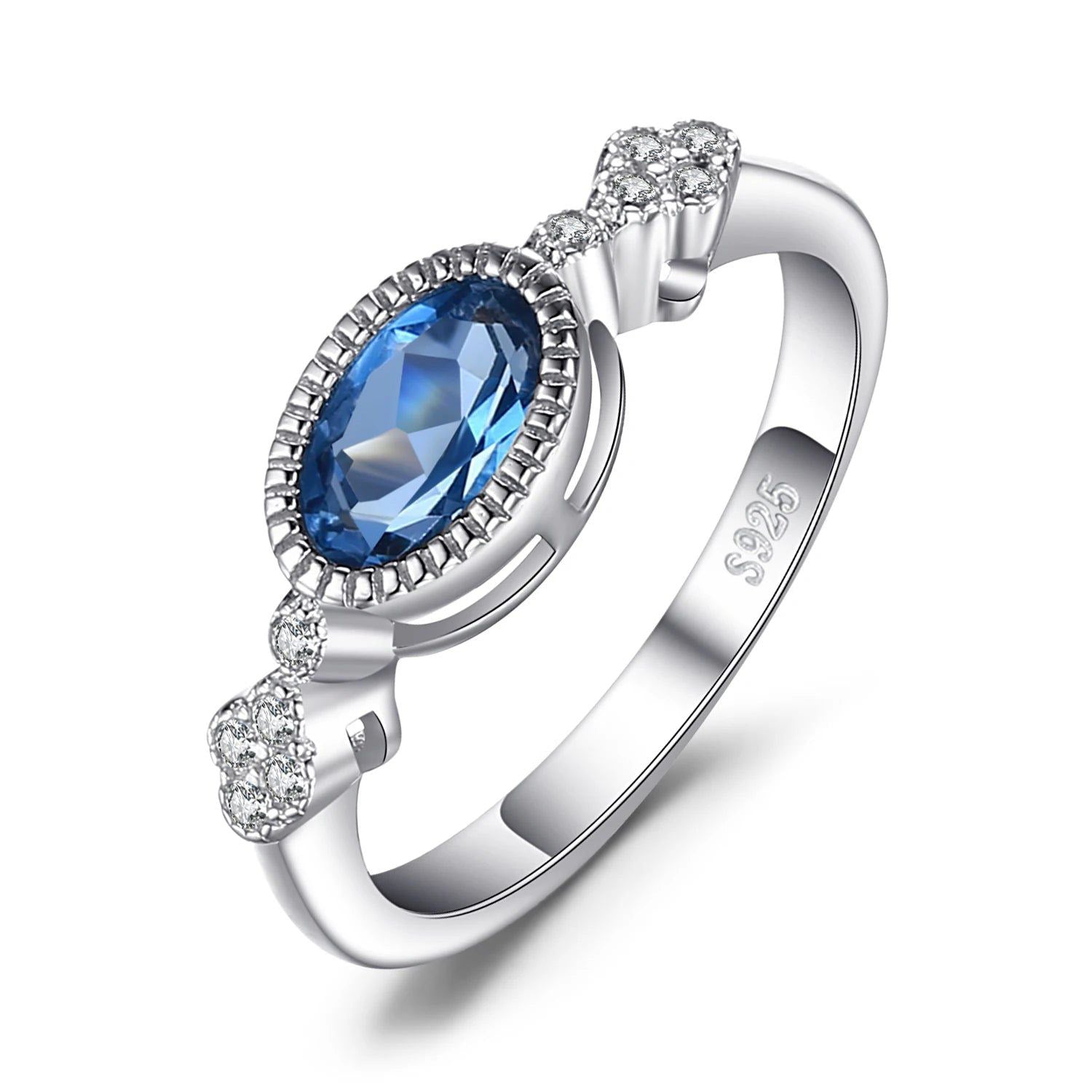 Elegant London Blue Topaz Oval Ring in 925 Sterling Silver – Statement Gemstone Jewelry