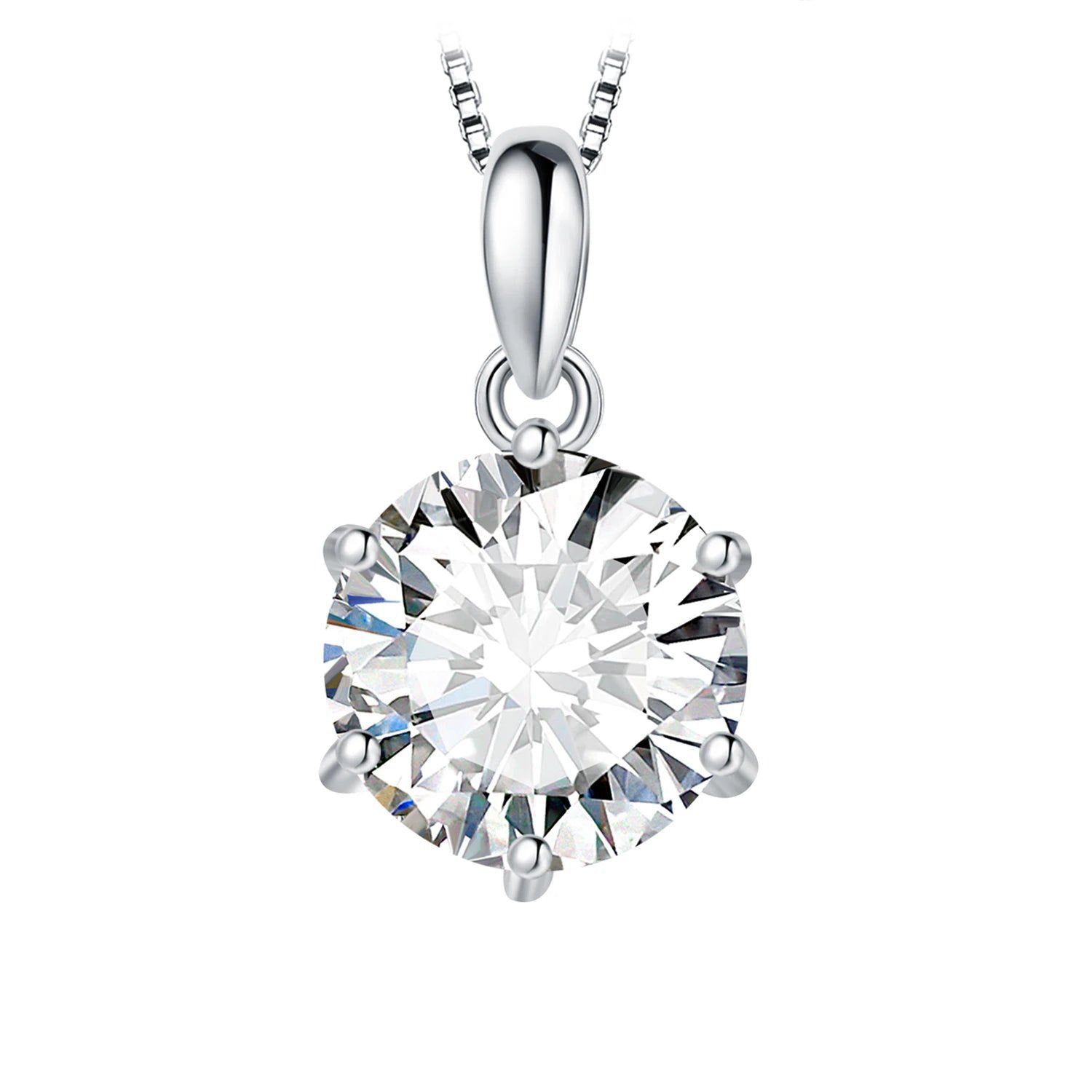 Moissanite D Color Round Pendant - 1ct to 3ct in 925 Sterling Silver - Pendant Only