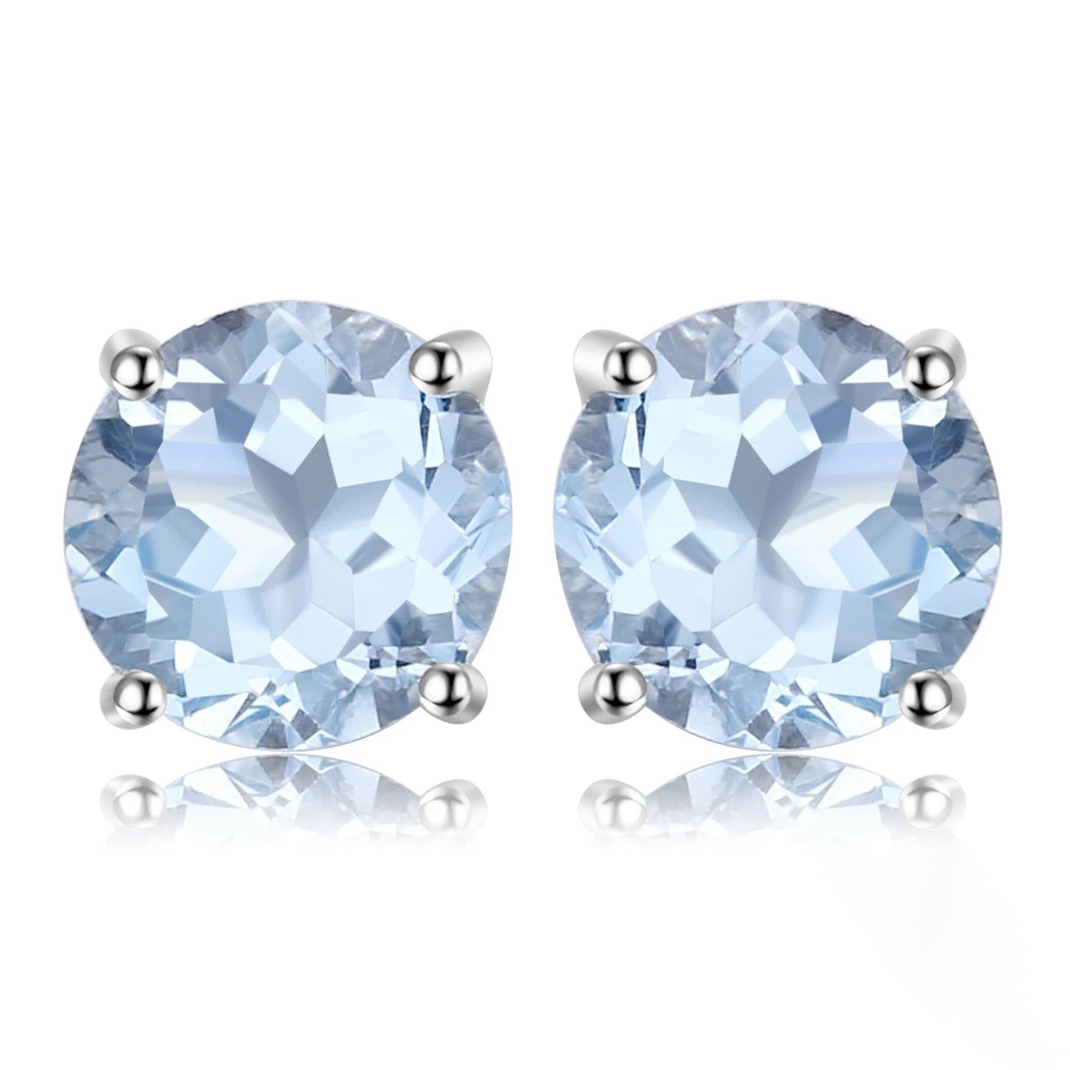 Elegant 2ct Blue Topaz Sterling Silver Round Stud Earrings