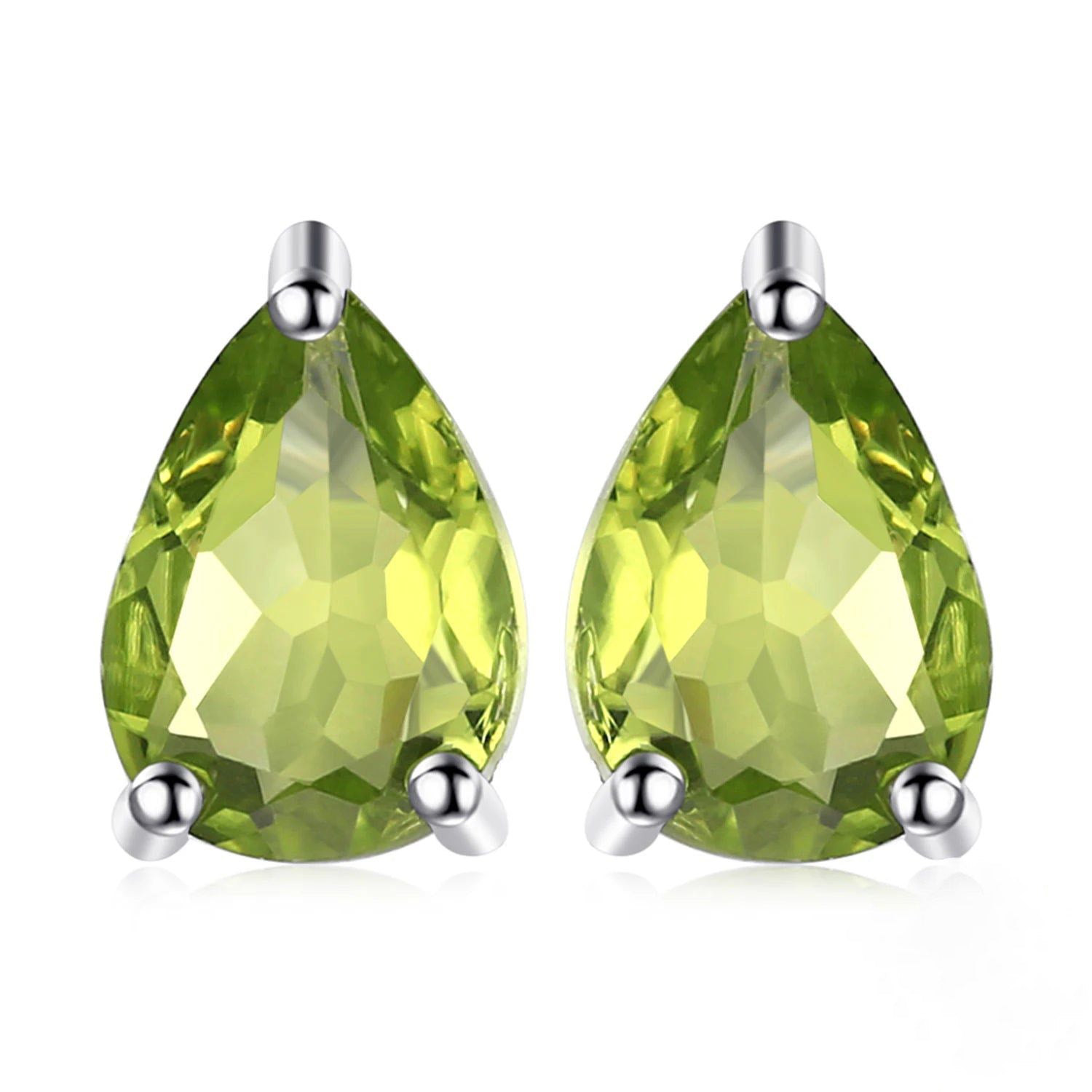 Elegant 1.5ct Pear-Shaped Peridot Stud Earrings in 925 Sterling Silver - Stunning Green Gemstone Jewelry