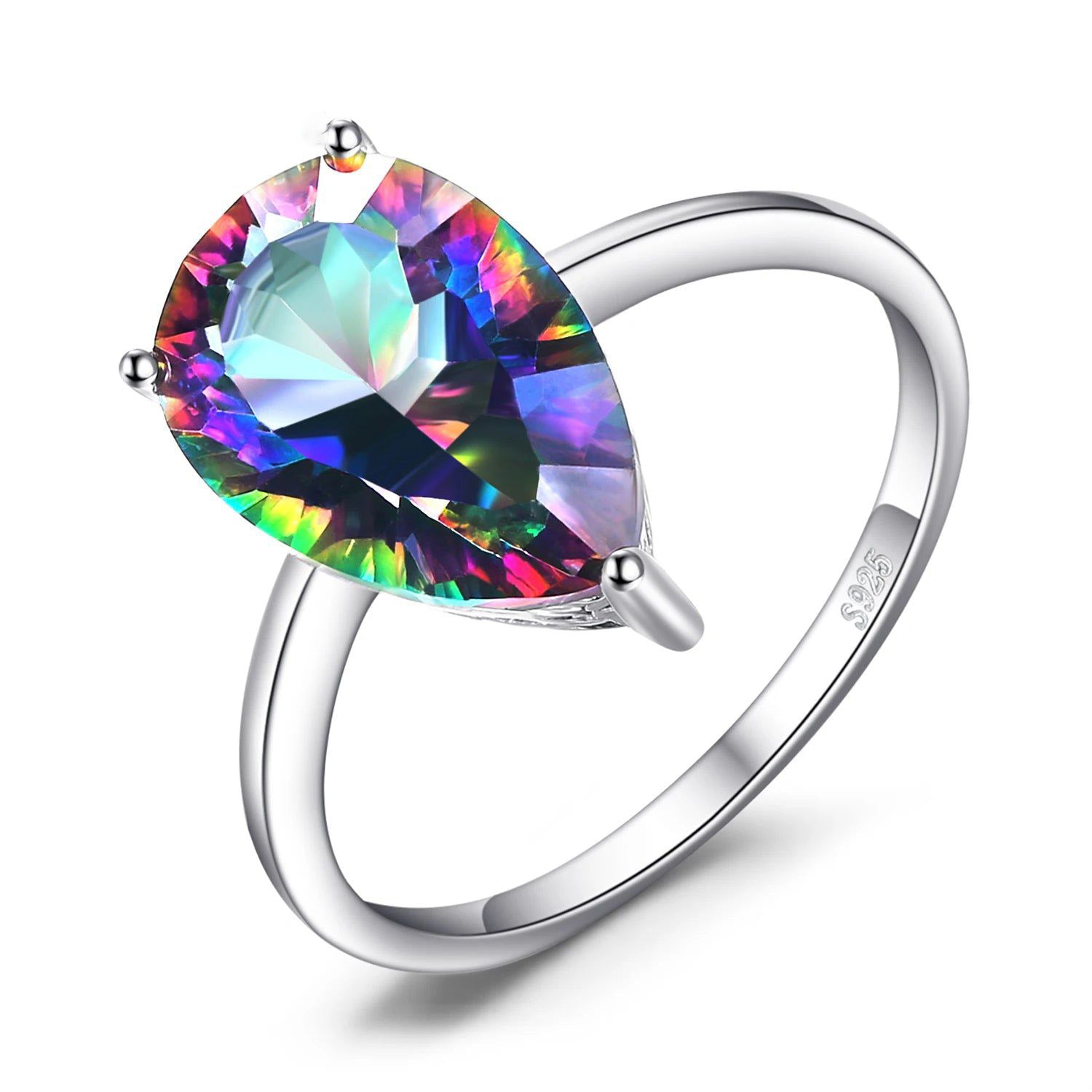 Mystical Rainbow Quartz 3.6ct Solitaire Ring in 925 Sterling Silver - New Collection