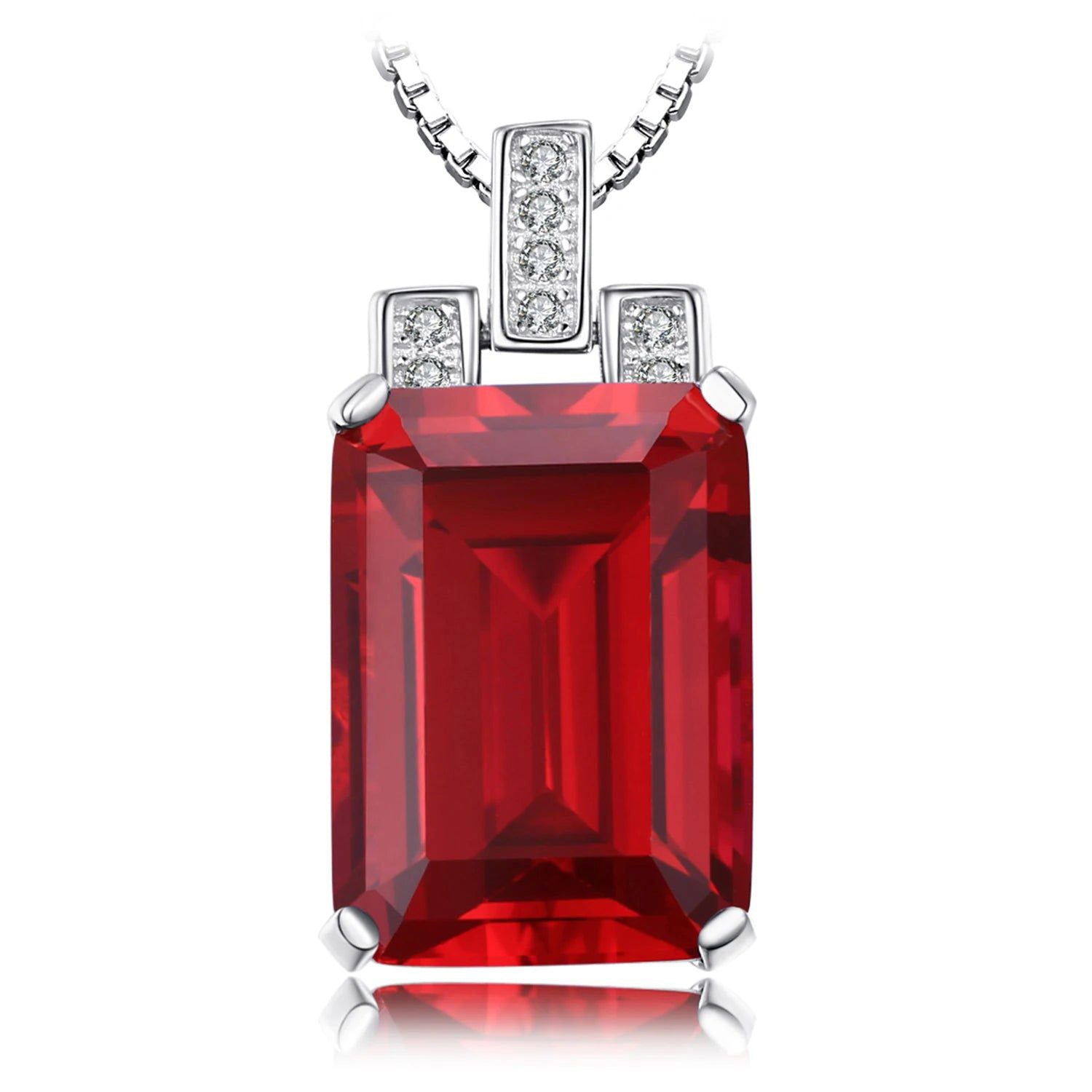 Elegant 9ct Created Red Ruby Pendant in 925 Sterling Silver – Pendant Only, No Chain Included