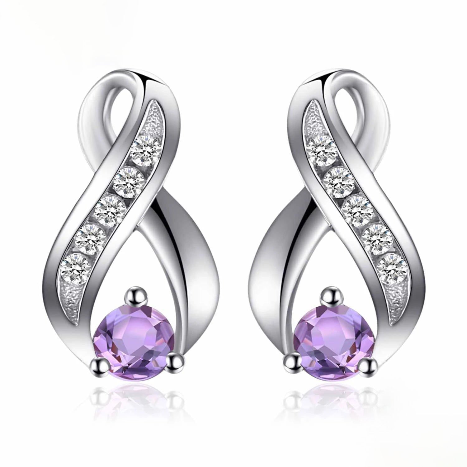 Elegant Amethyst & Sterling Silver Stud Earrings