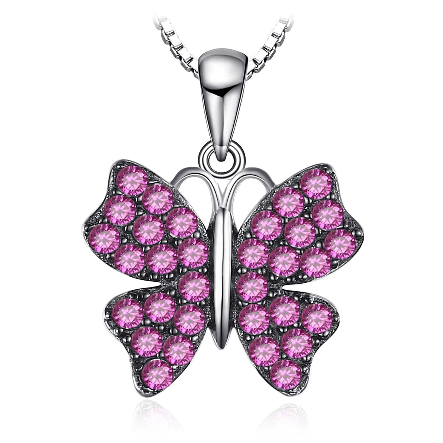 Elegant Butterfly Pink Ruby Pendant in 925 Sterling Silver - Statement Gemstone Design