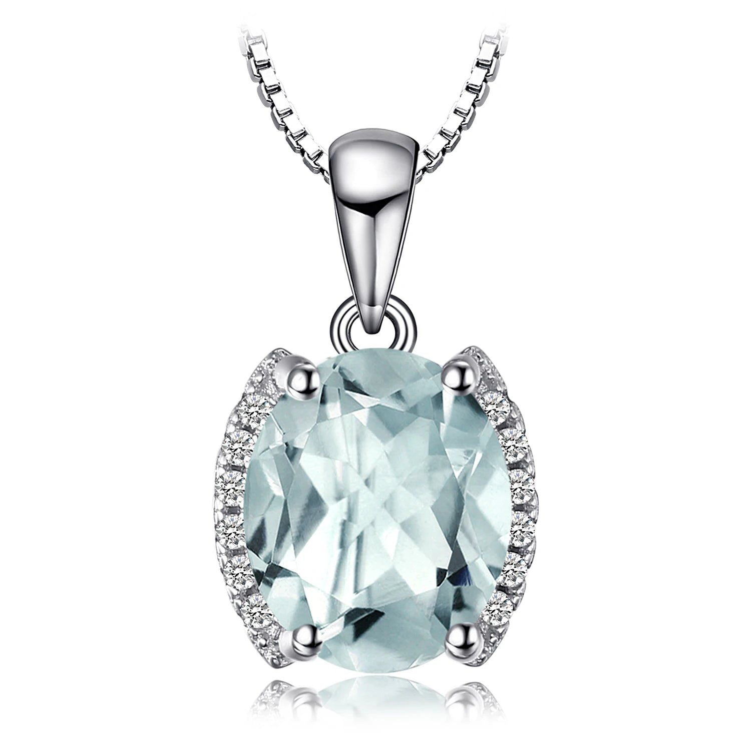 Natural Green Amethyst 1.7ct Oval Pendant in 925 Sterling Silver – Fashionable Choker Style (Pendant Only)