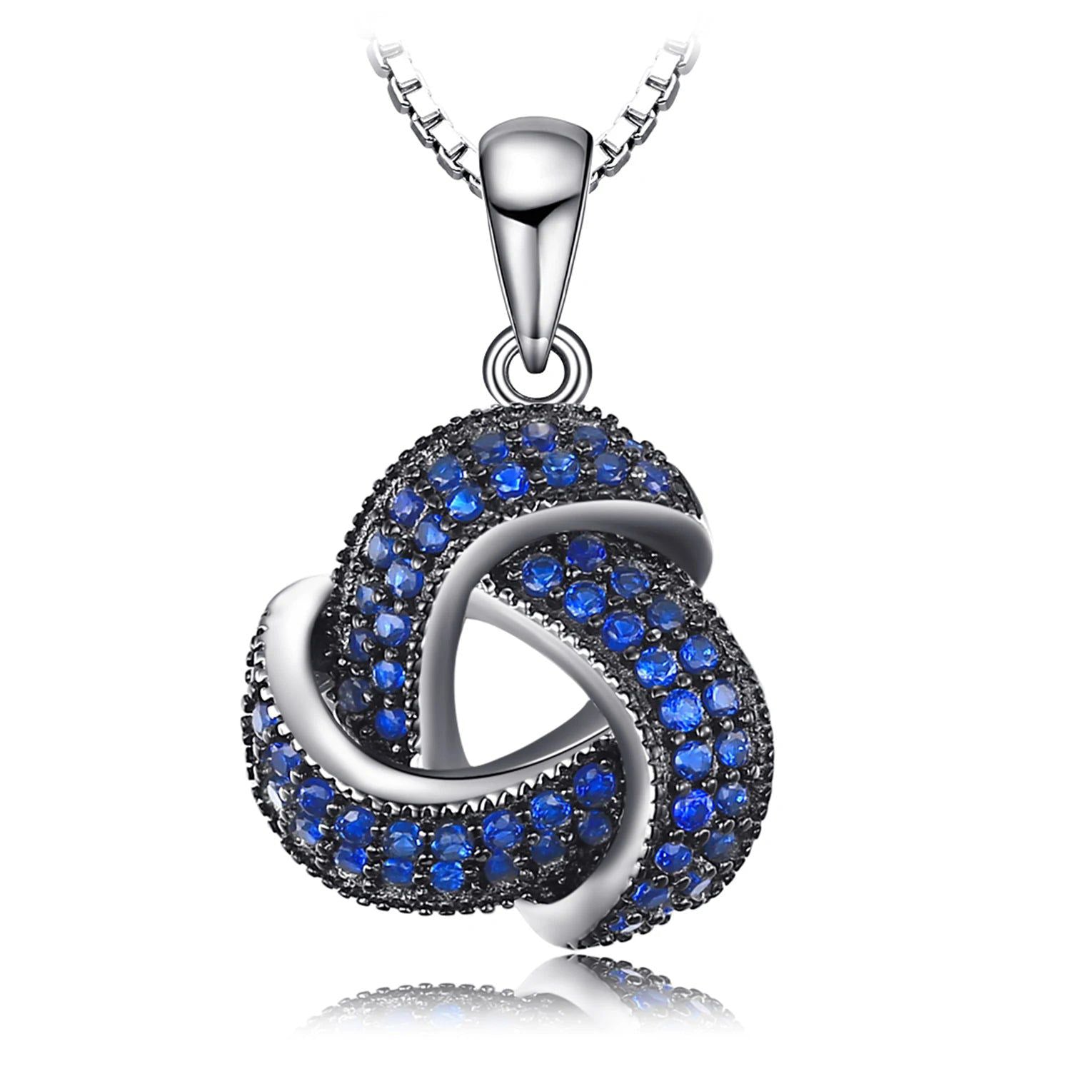 Flower Knot Blue Spinel Pendant in 925 Sterling Silver - No Chain Included