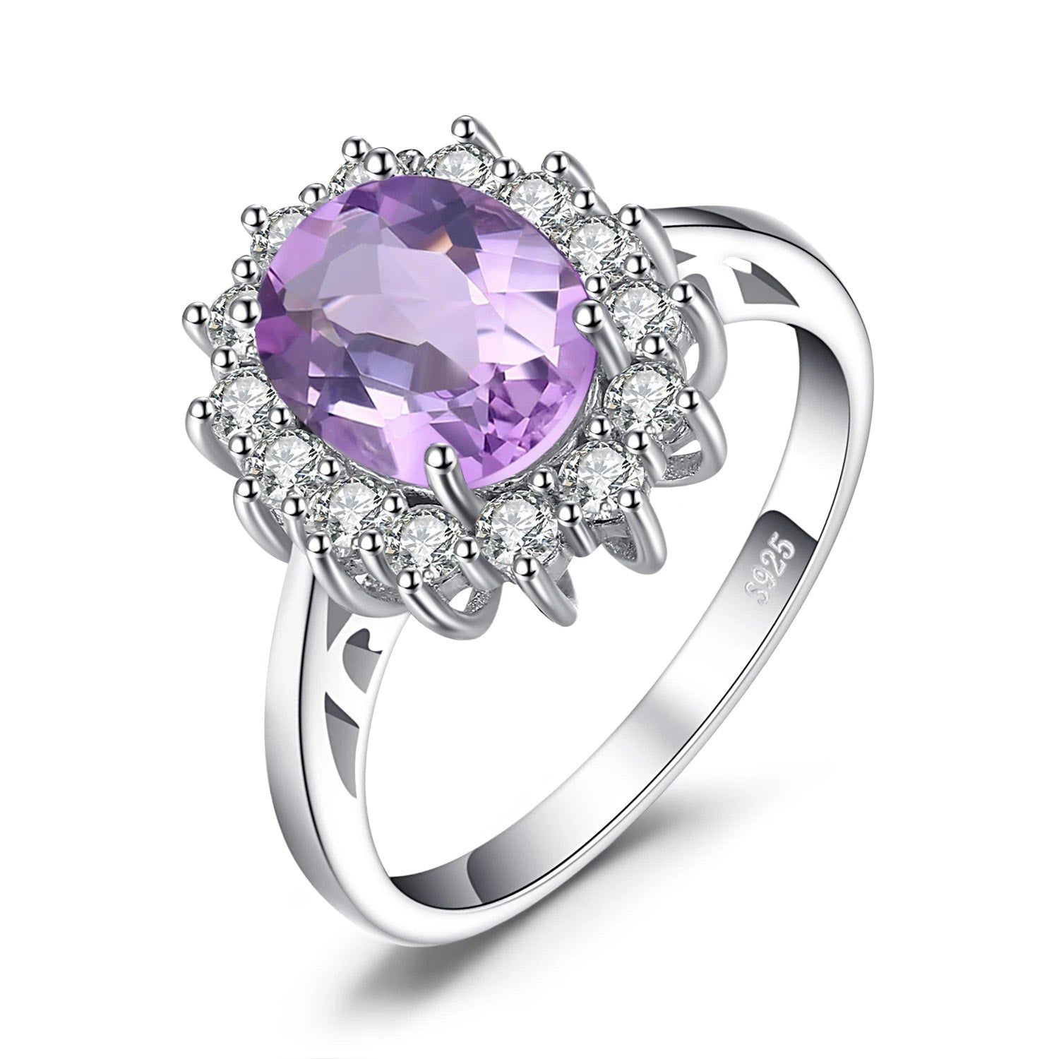 1.7ct Elegant Amethyst Halo Ring in 925 Sterling Silver - Fine Jewelry Gift