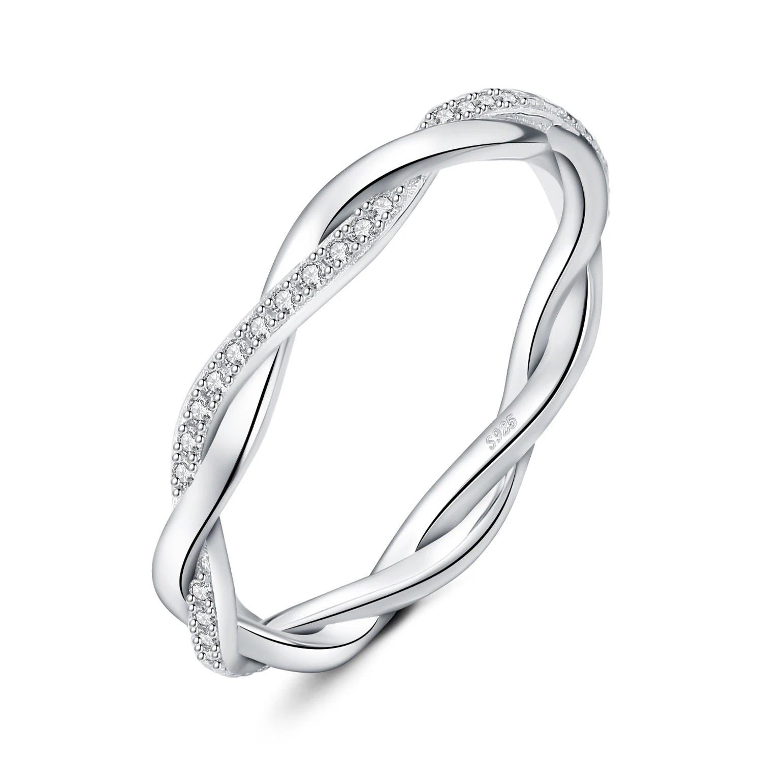 Sophisticated Infinity 5A CZ Sterling Silver Band Ring for Fine Jewelry