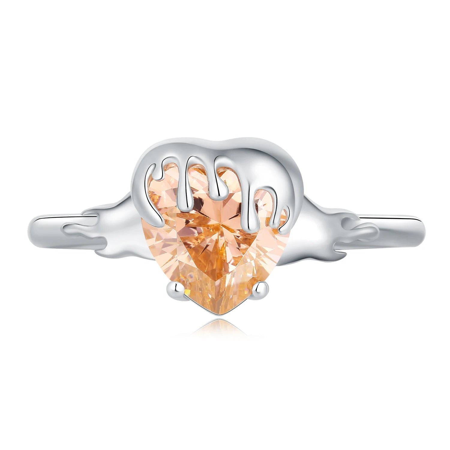 Honey Heart 3.3ct Morganite Gemstone 925 Sterling Silver Fashionable Statement Ring