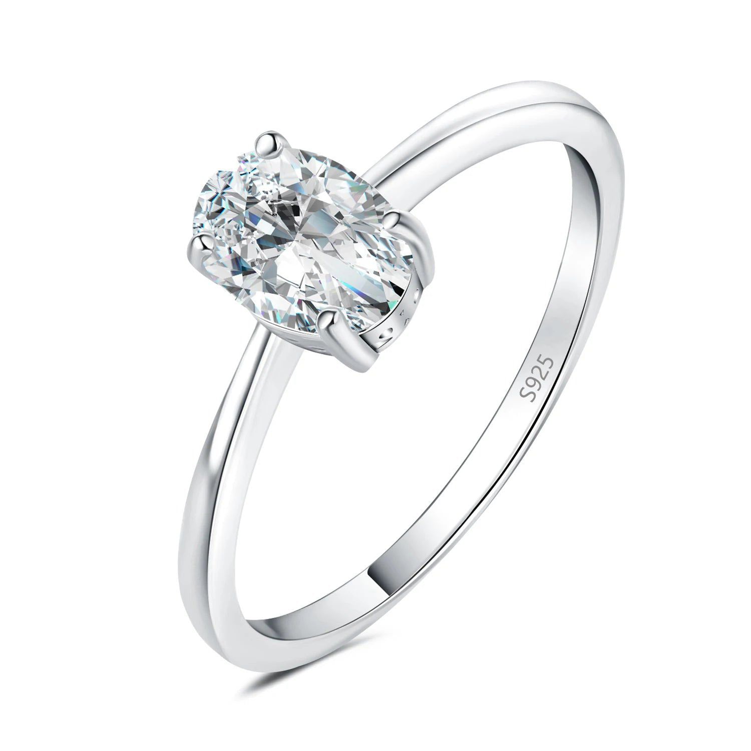 Timeless Elegance: 5A CZ Oval Solitaire 925 Sterling Silver Ring