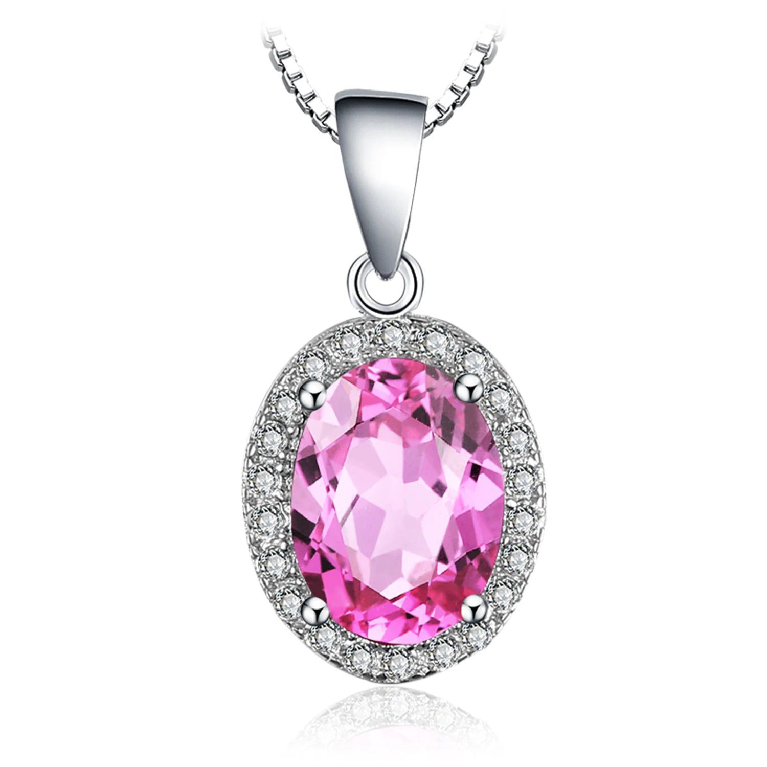 Elegant 1.7ct Created Pink Sapphire Halo Pendant in 925 Sterling Silver - Pendant Only