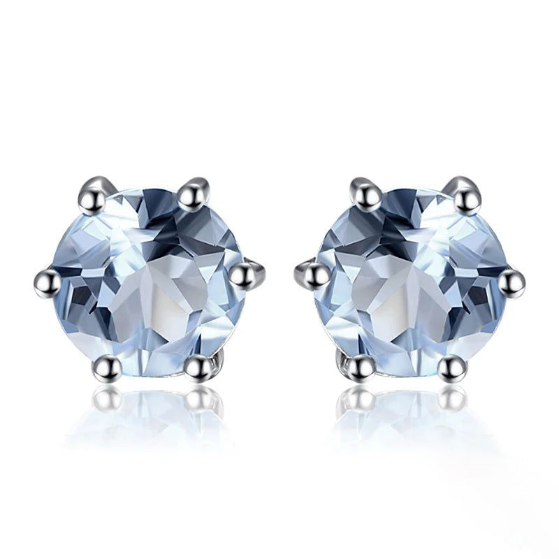 Exquisite 1.2ct Blue Topaz and 925 Sterling Silver Stud Earrings