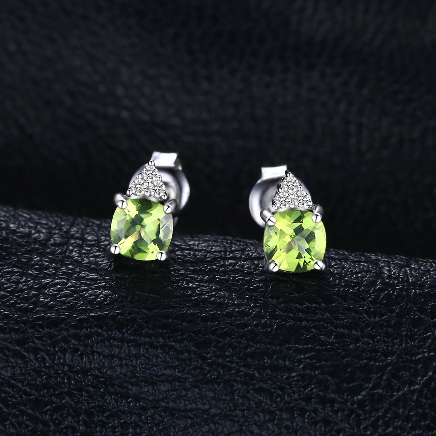 Elegant 1.3ct Natural Peridot Stud Earrings in 925 Sterling Silver