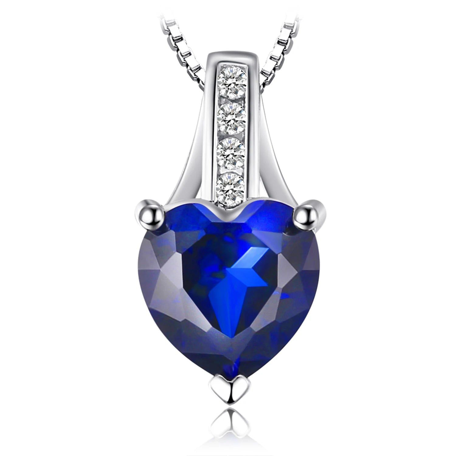 Exquisite Love Heart Pendant with 1.7ct Created Blue Sapphire in 925 Sterling Silver