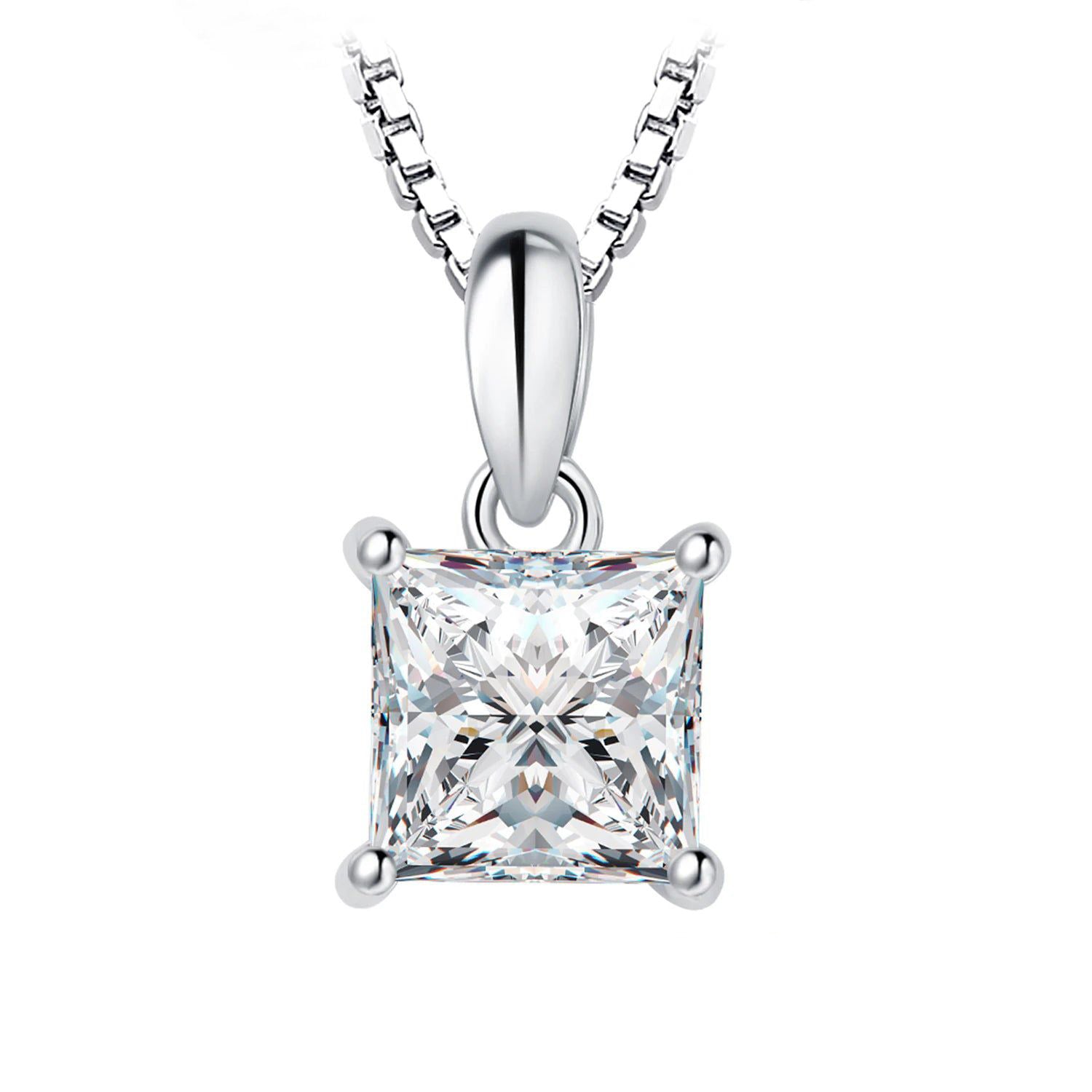 Elegant 1ct Princess Moissanite D Color Pendant in 925 Sterling Silver with Yellow Rose Gold Plating - Pendant Only