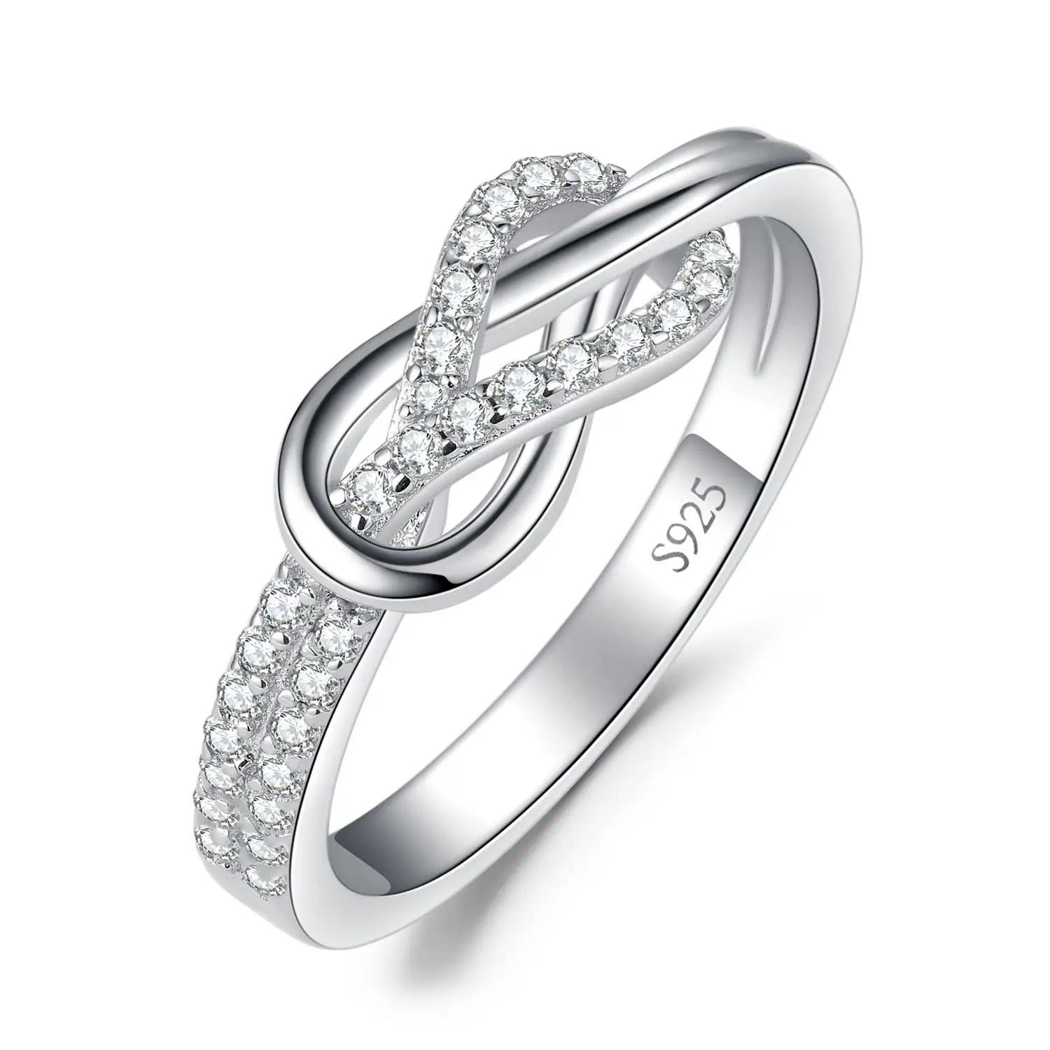 Elegant Infinity Love Knot Gemstone Ring in 925 Sterling Silver - Timeless Statement Jewelry