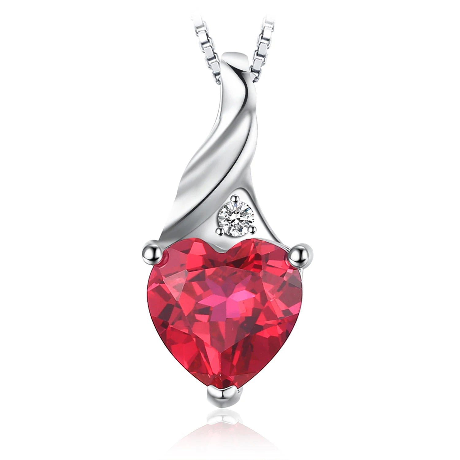 Romantic 3.6ct Heart-Shaped Created Ruby Pendant in 925 Sterling Silver - Pendant Only