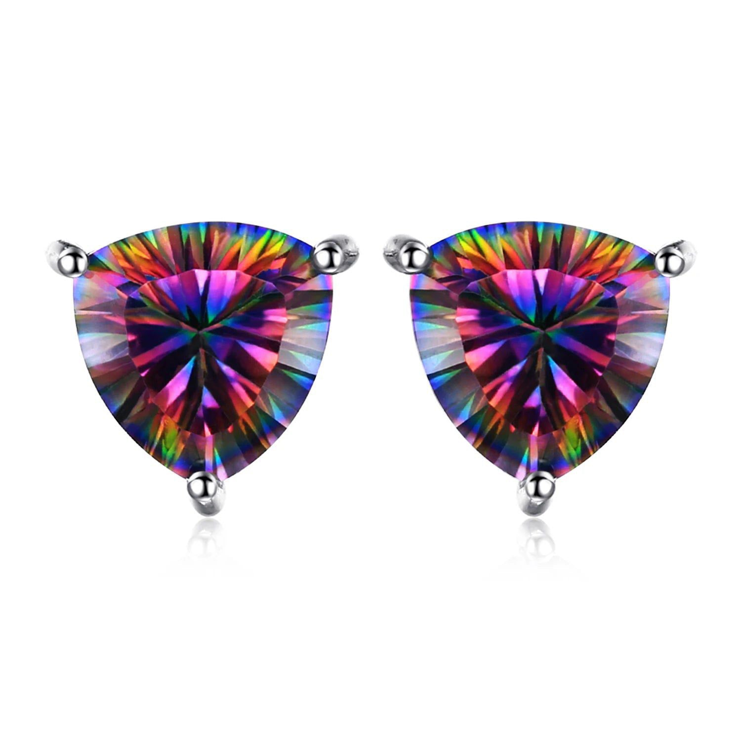 6.3ct Mystic Rainbow Quartz Stud Earrings in 925 Sterling Silver – Sophisticated Fine Jewelry