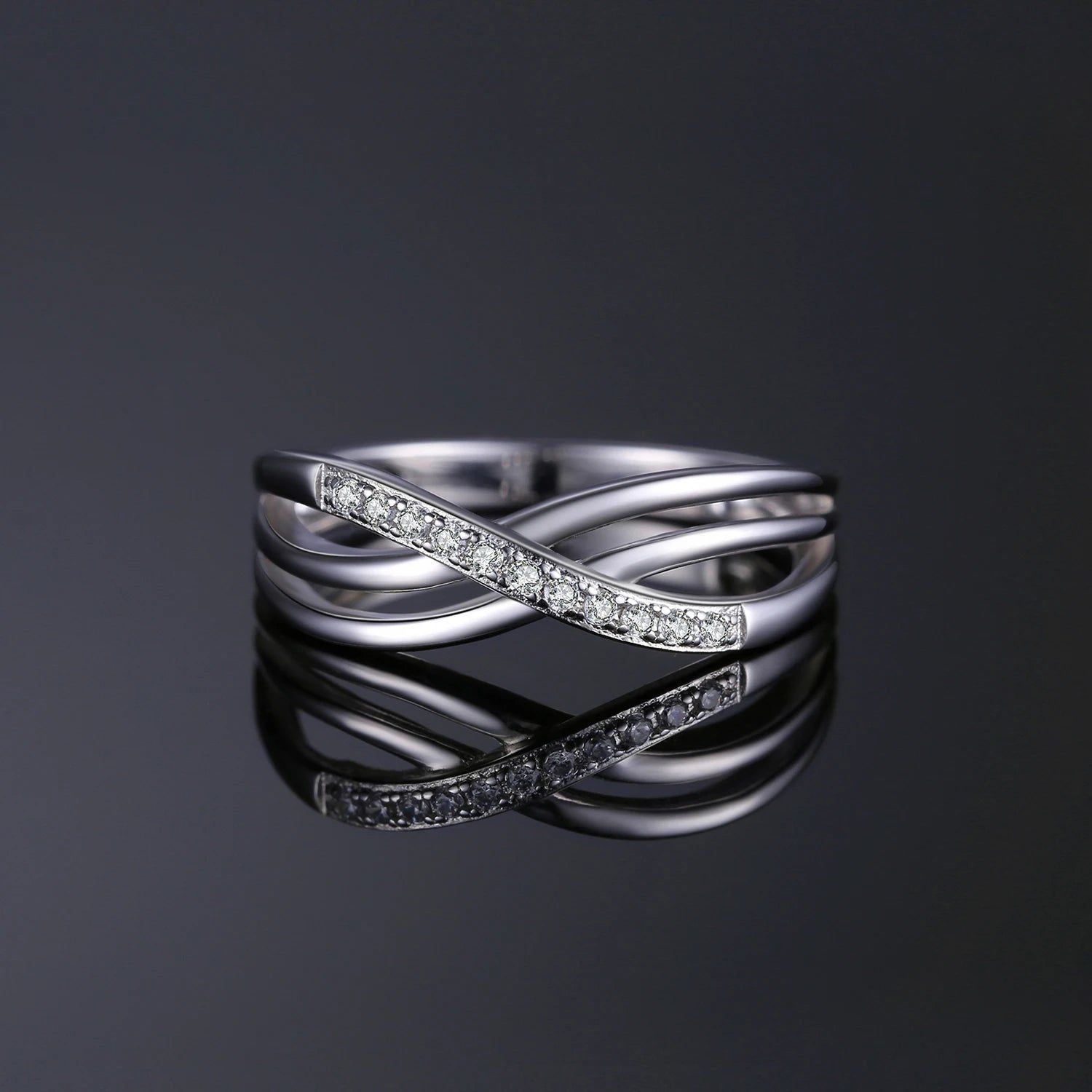 Eternal Love 5A CZ Infinity 925 Sterling Silver Wedding Band Ring