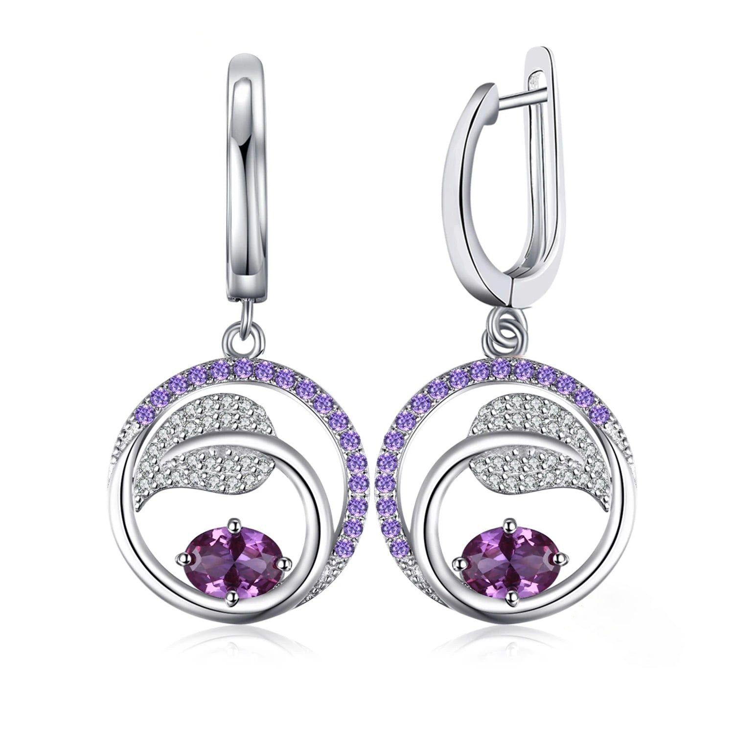 Elegant 1.2ct Created Alexandrite Sapphire Leaf Drop Earrings in 925 Sterling Silver