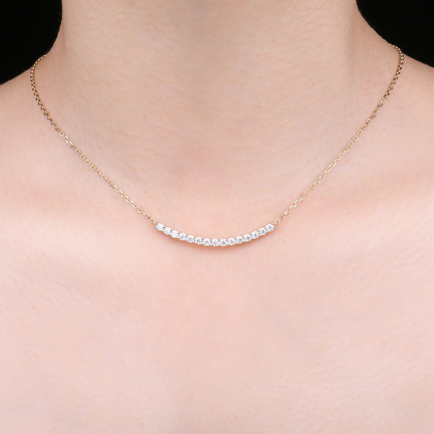 Dazzling Moissanite Necklace - 0.9ct D Color in 925 Sterling Silver with Luxury Choker Design, 45cm Yellow Rose Gold Plated