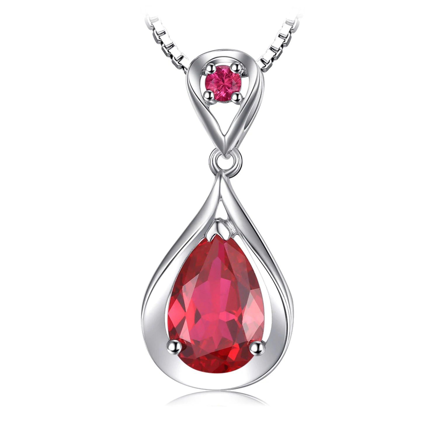 Water Drop Ruby Pendant - 3.8ct Created Ruby in 925 Sterling Silver, Pendant Only