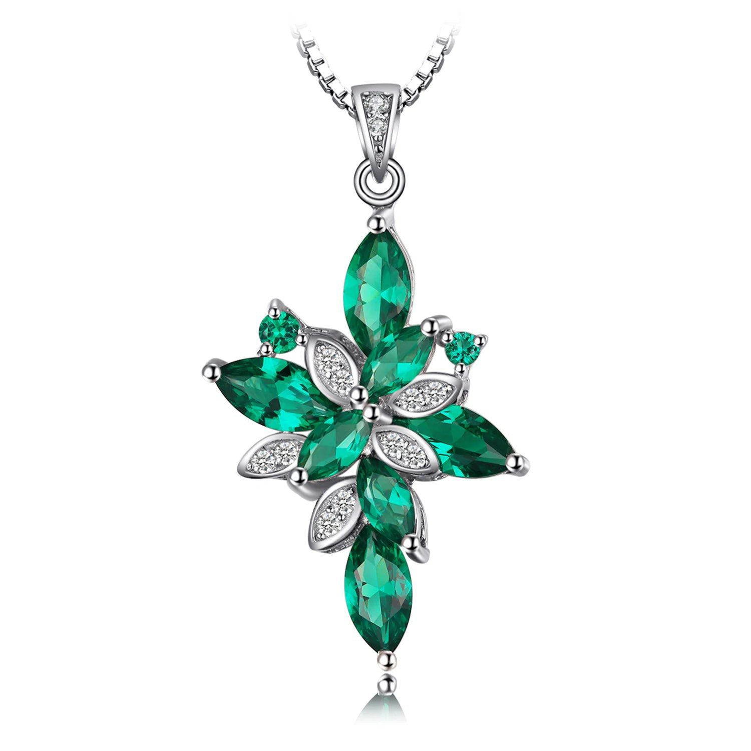 Elegant 2.4ct Green Nano Emerald Flower Pendant in 925 Sterling Silver - Choker Style, Pendant Only