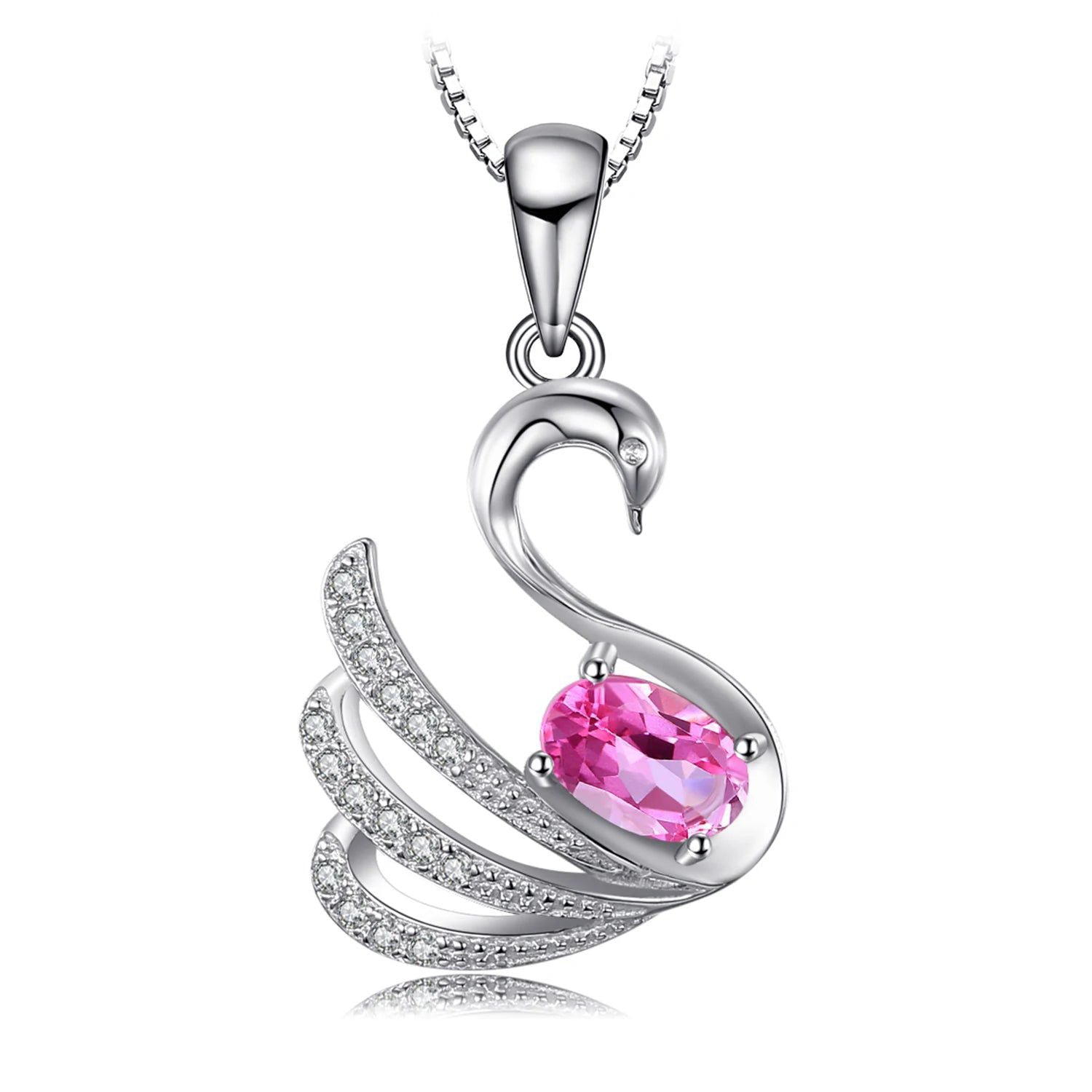 Swan Design Natural Pink Topaz Pendant in 925 Sterling Silver - Pendant Only