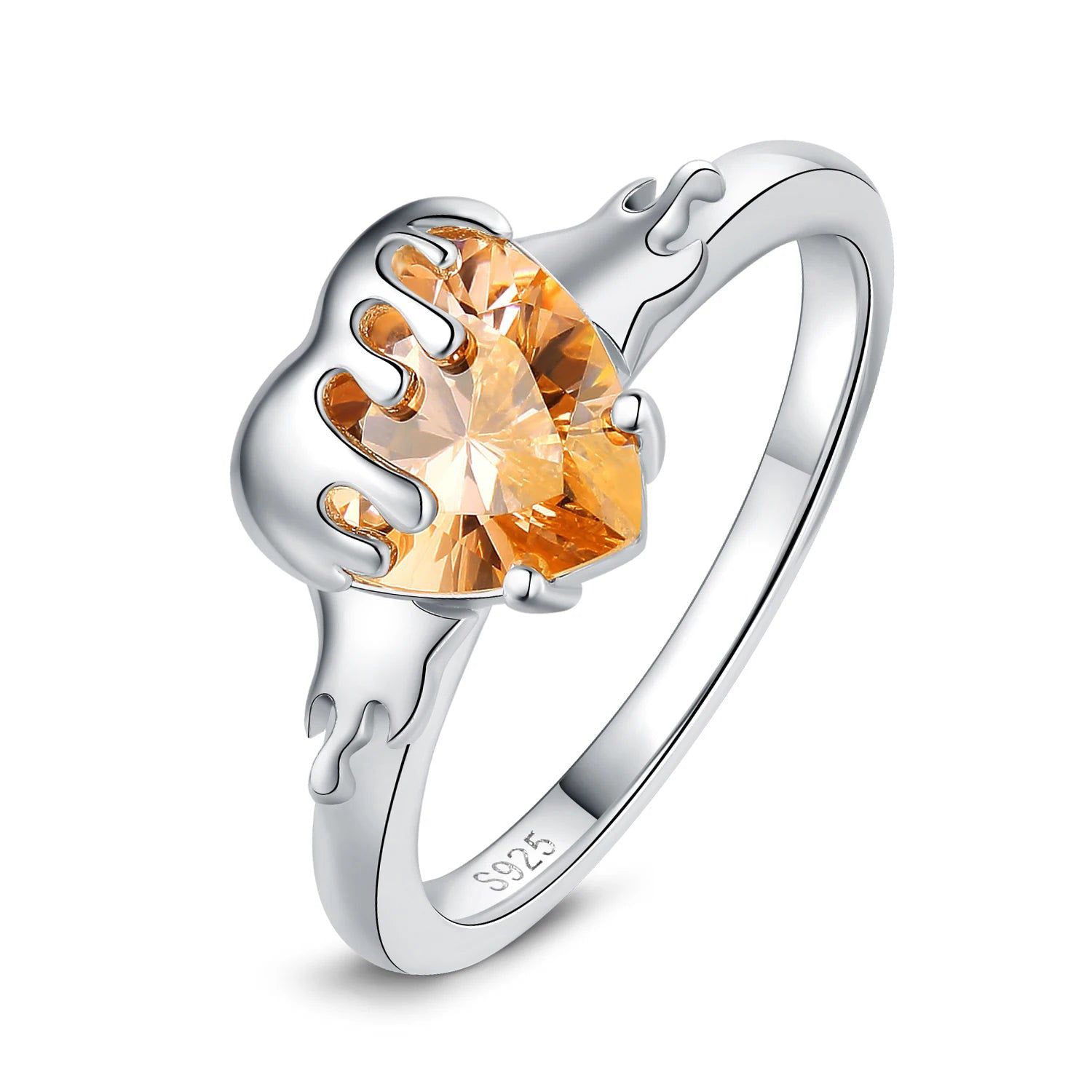 Honey Heart 3.3ct Morganite Gemstone 925 Sterling Silver Fashionable Statement Ring