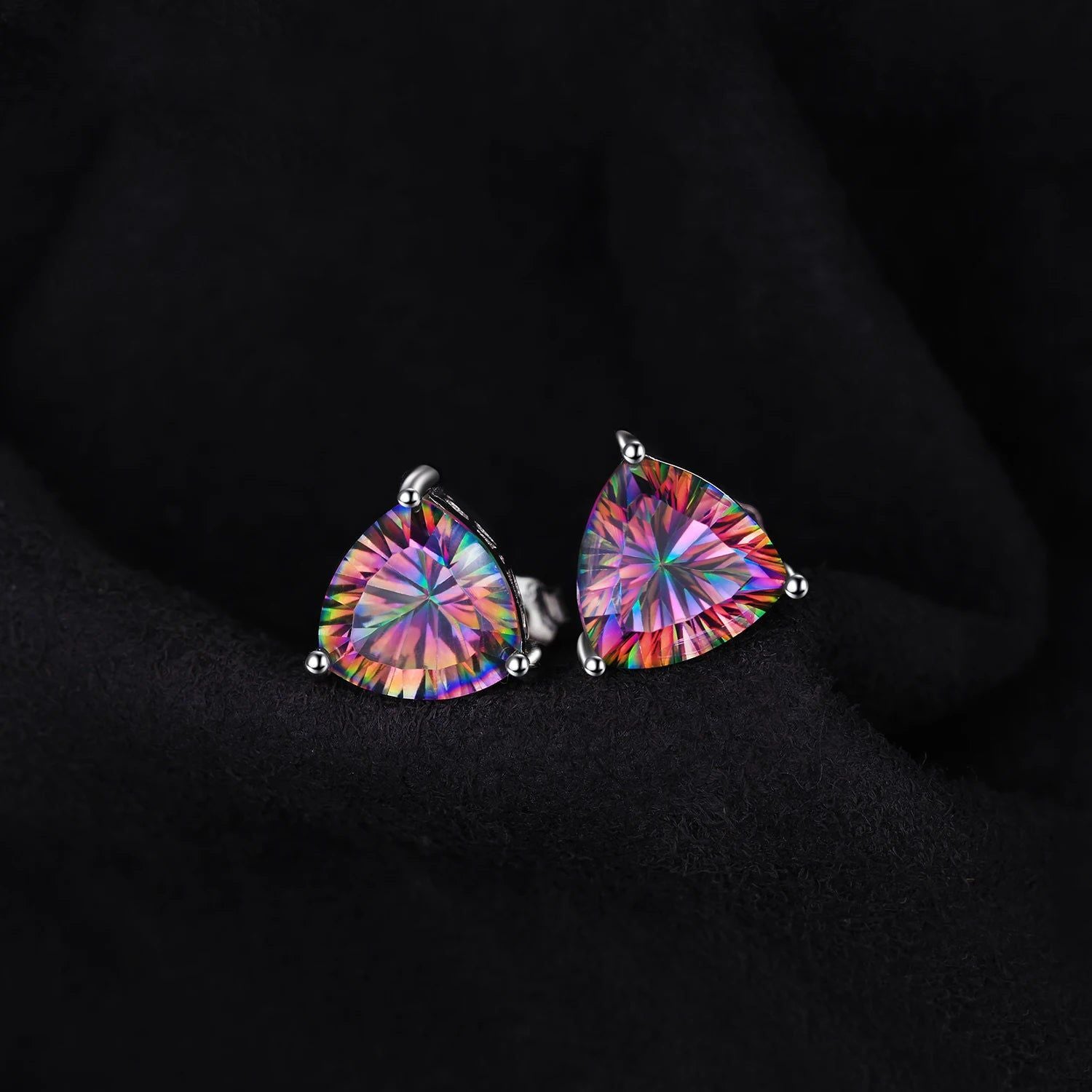 6.3ct Mystic Rainbow Quartz Stud Earrings in 925 Sterling Silver – Sophisticated Fine Jewelry