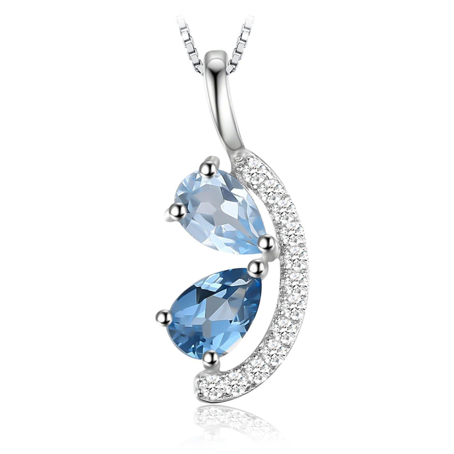 Elegant Sky Blue Topaz Pendant in 925 Sterling Silver - Gemstone Choker (Pendant Only)