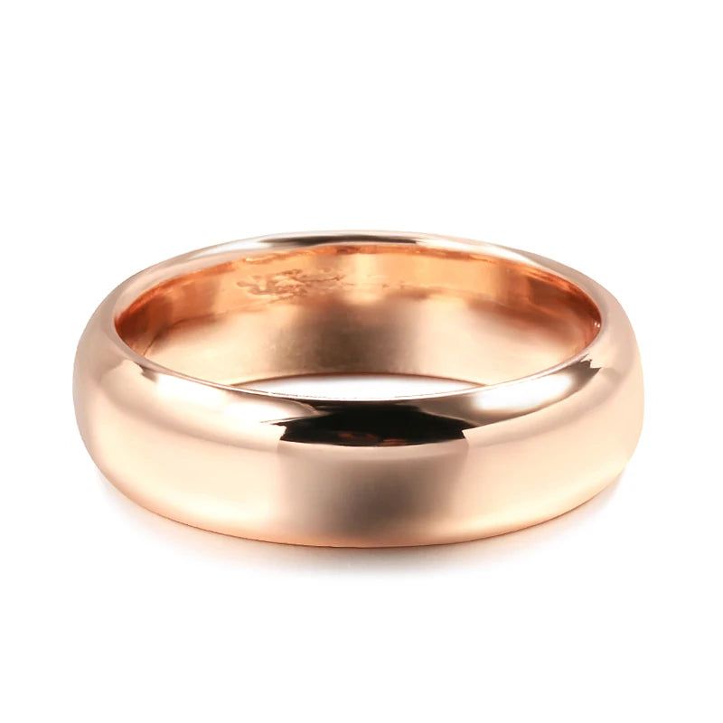 Sleek 585 Rose Gold Glossy Men's Round Ring - Premium Quality Fashion Jewelry